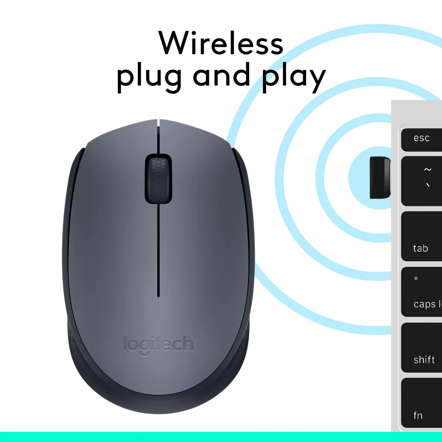 Logitech M170 mouse wireless grigio 2,4 GHz ricevitore USB