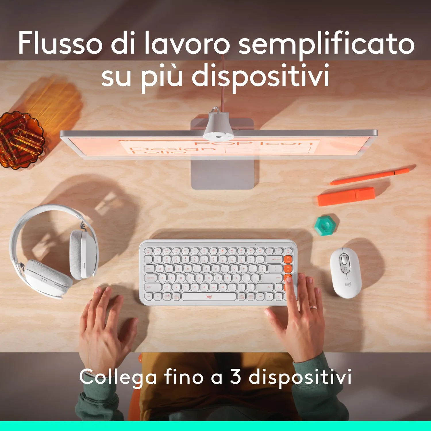Logitech POP Mouse wireless rosa clic silenziosi