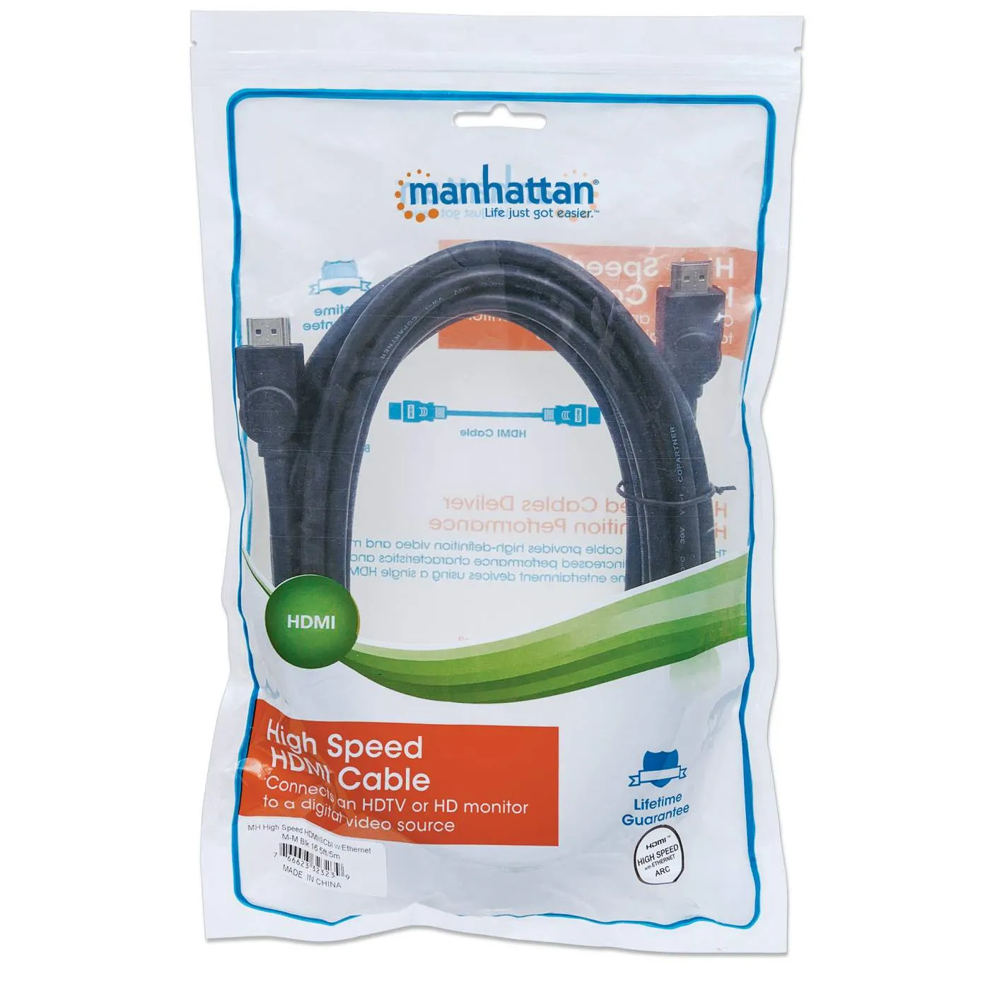 Manhattan High Speed Cavo HDMI 5 m 4K Nero