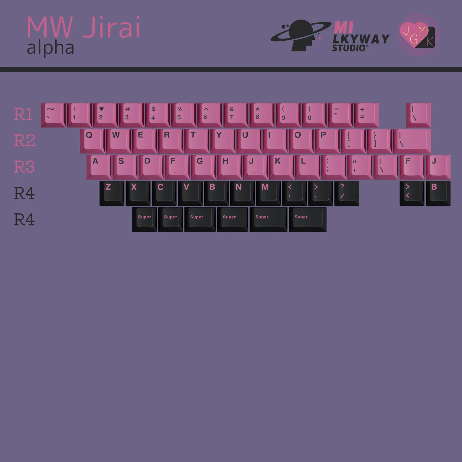 CoffeeKeys MW Jirai keycaps set base rosa nero