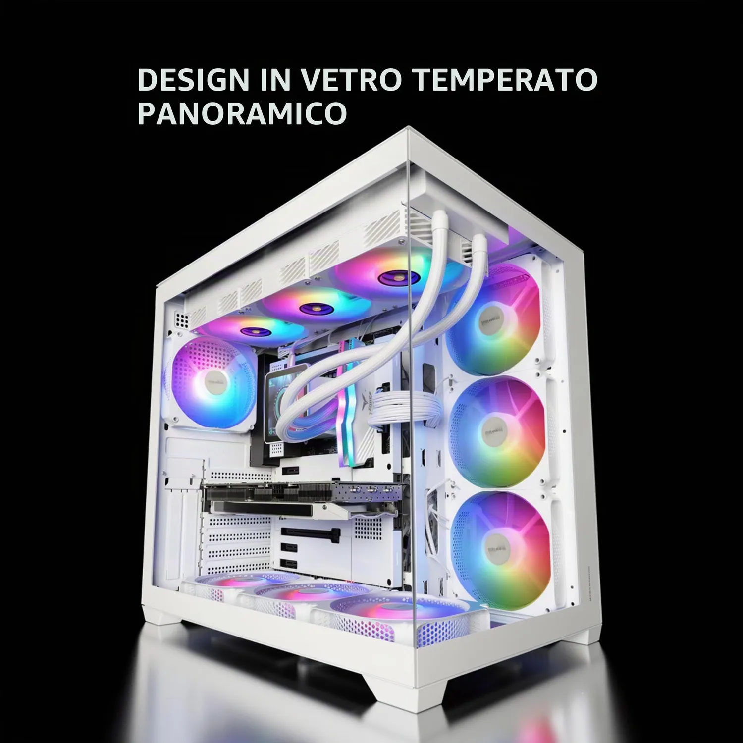 Mars Gaming MCV5 case PC ATX bianco vetro panoramico