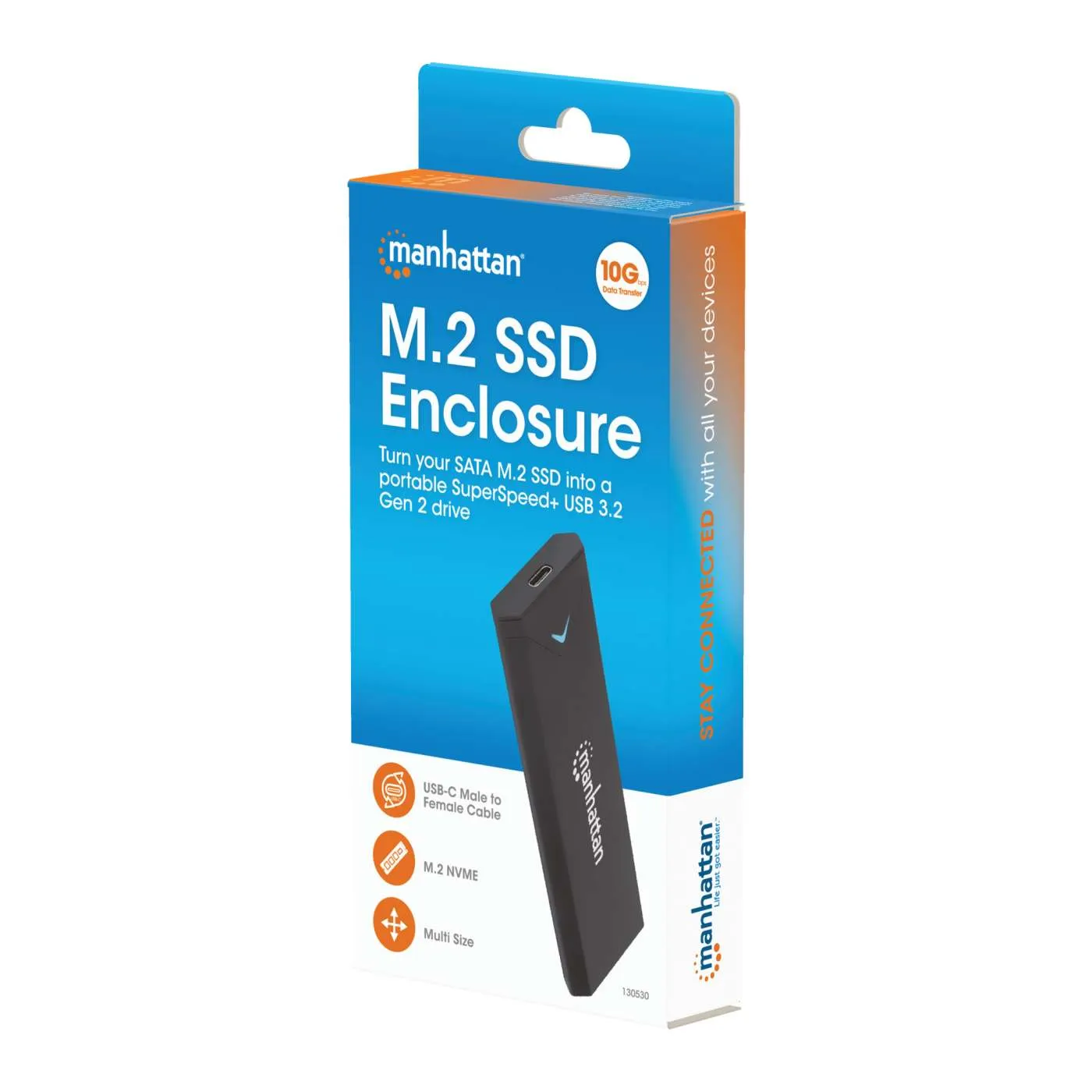 Manhattan M.2 Box SSD NVMe USB-C 10Gbps Alluminio