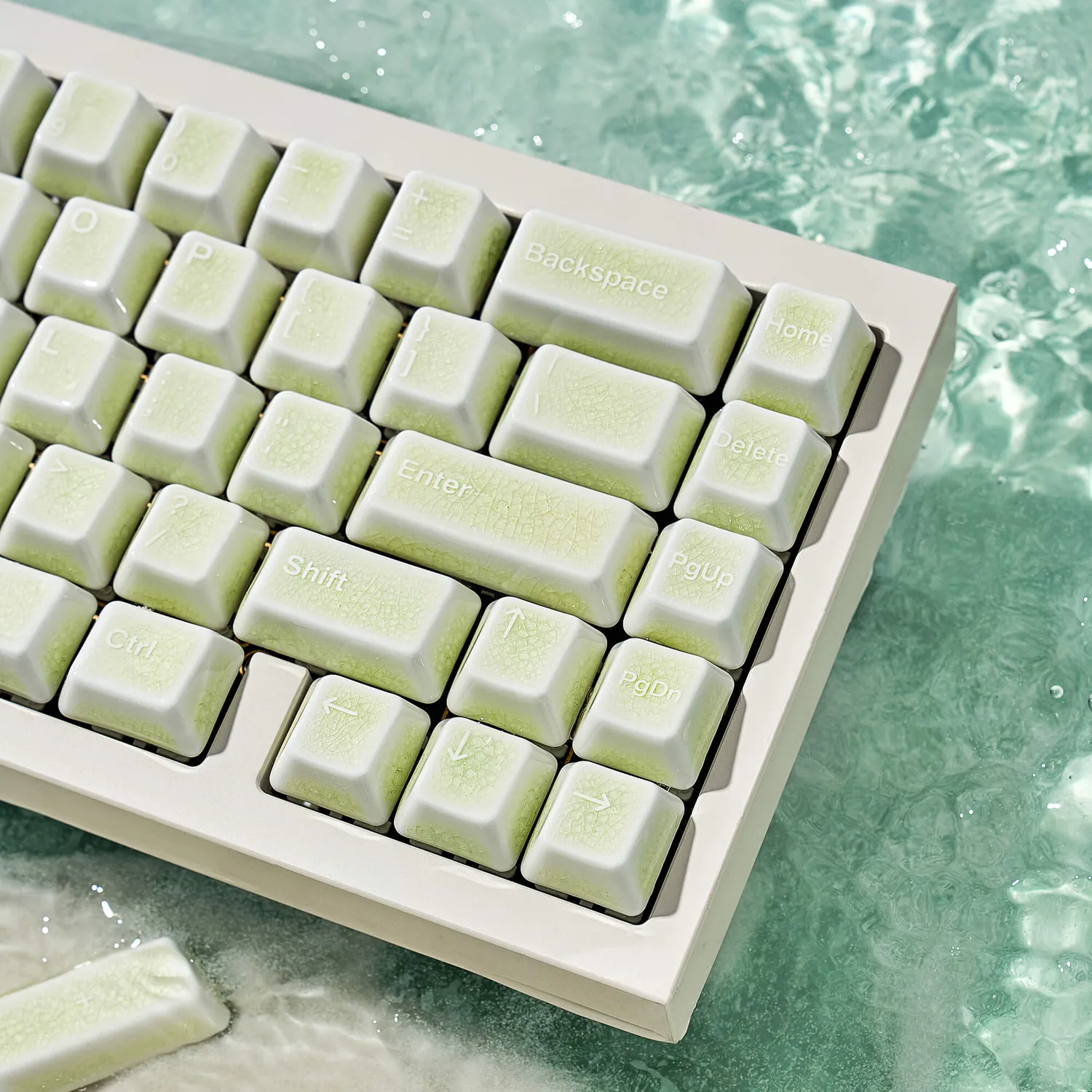 Cerakey Full Set keycap ceramica Green Crazed 113 tasti