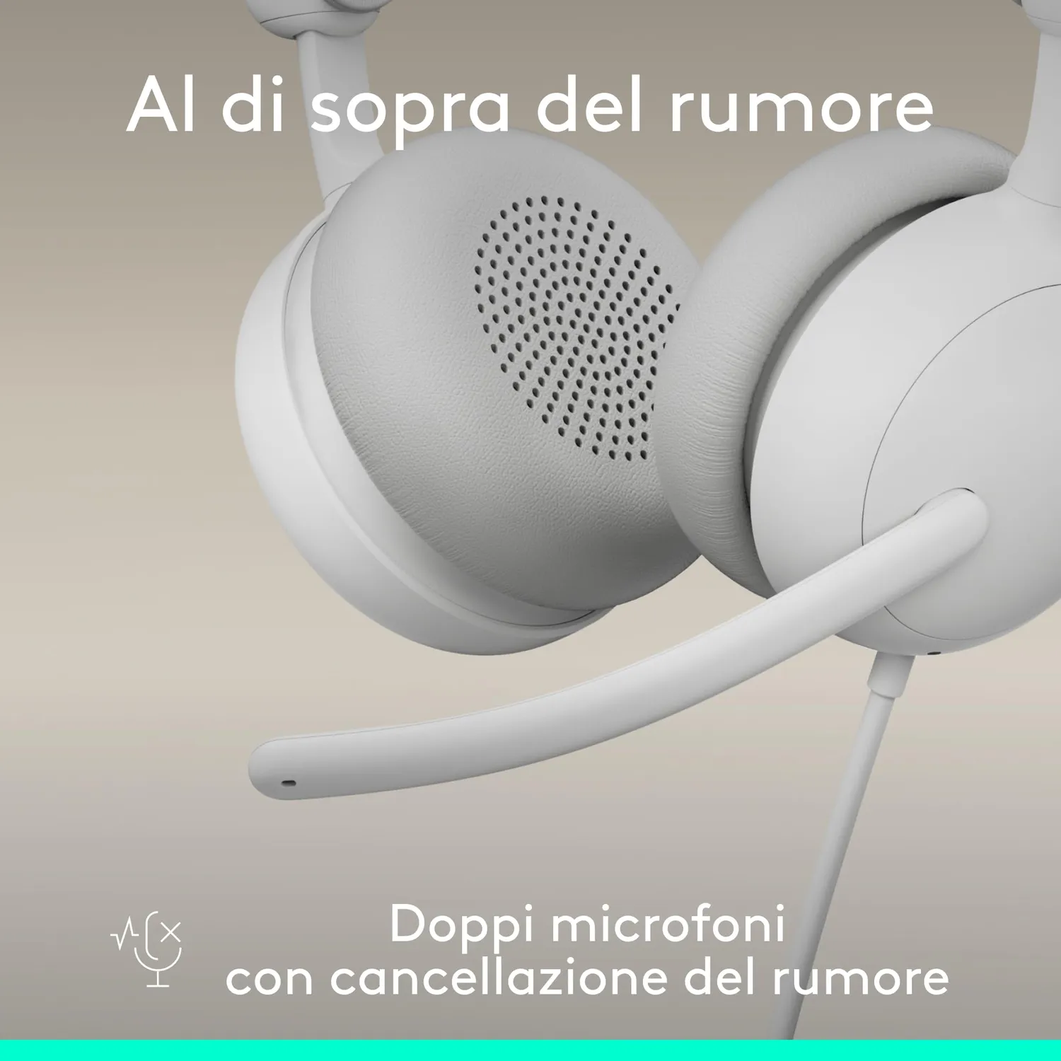 Logitech Zone Wired 2 cuffia Teams USB-C bianca ANC ibrida