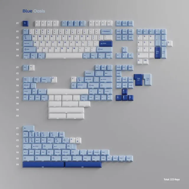 Wuque Studio WS Blue Oasis Keycaps Cherry PBT 223 tasti