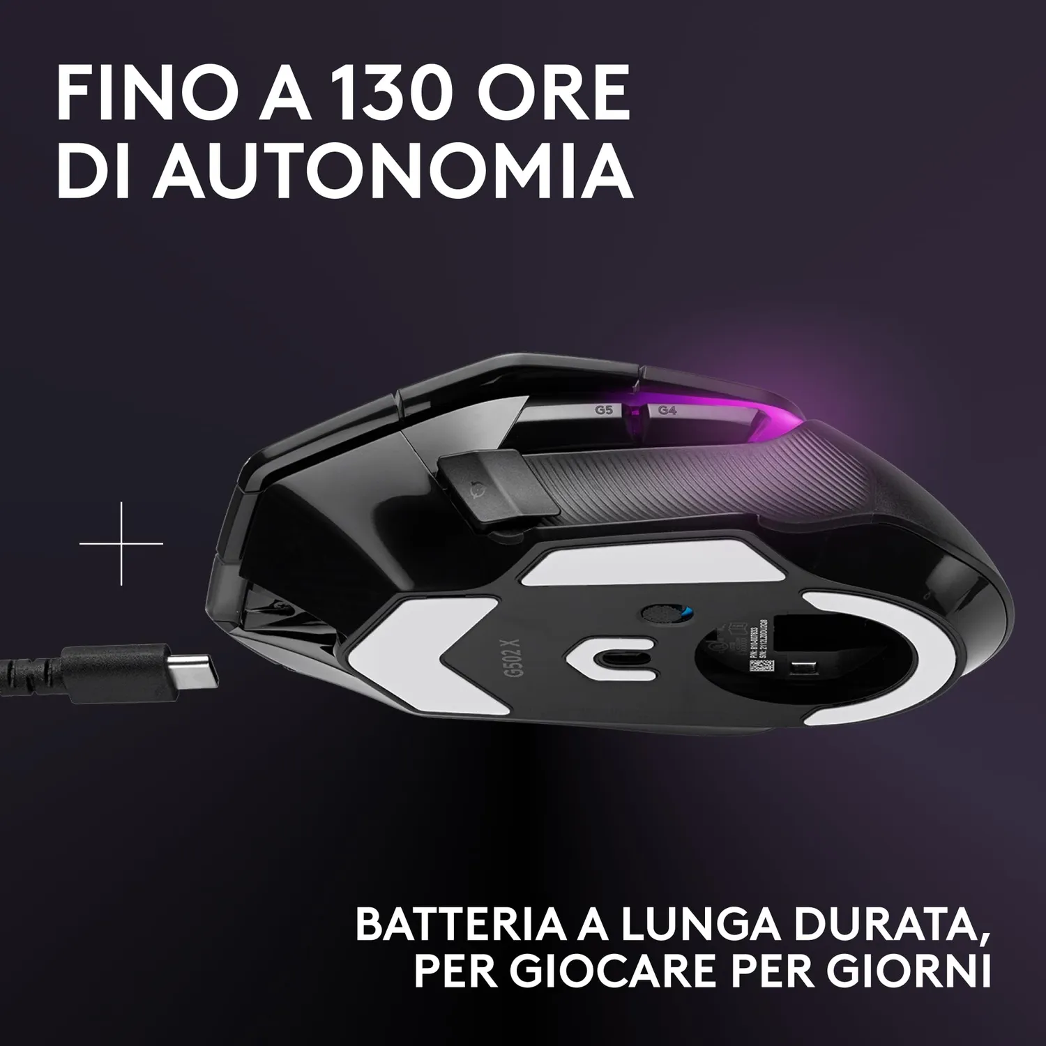 Logitech G G502 X PLUS mouse gaming nero RGB