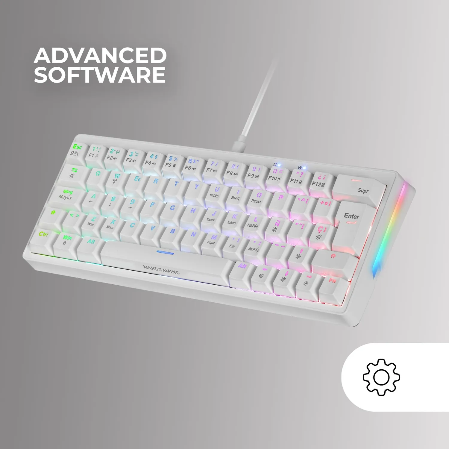 Marsgaming MKMINIPRO Tastiera Meccanica 60% Bianca FR RGB