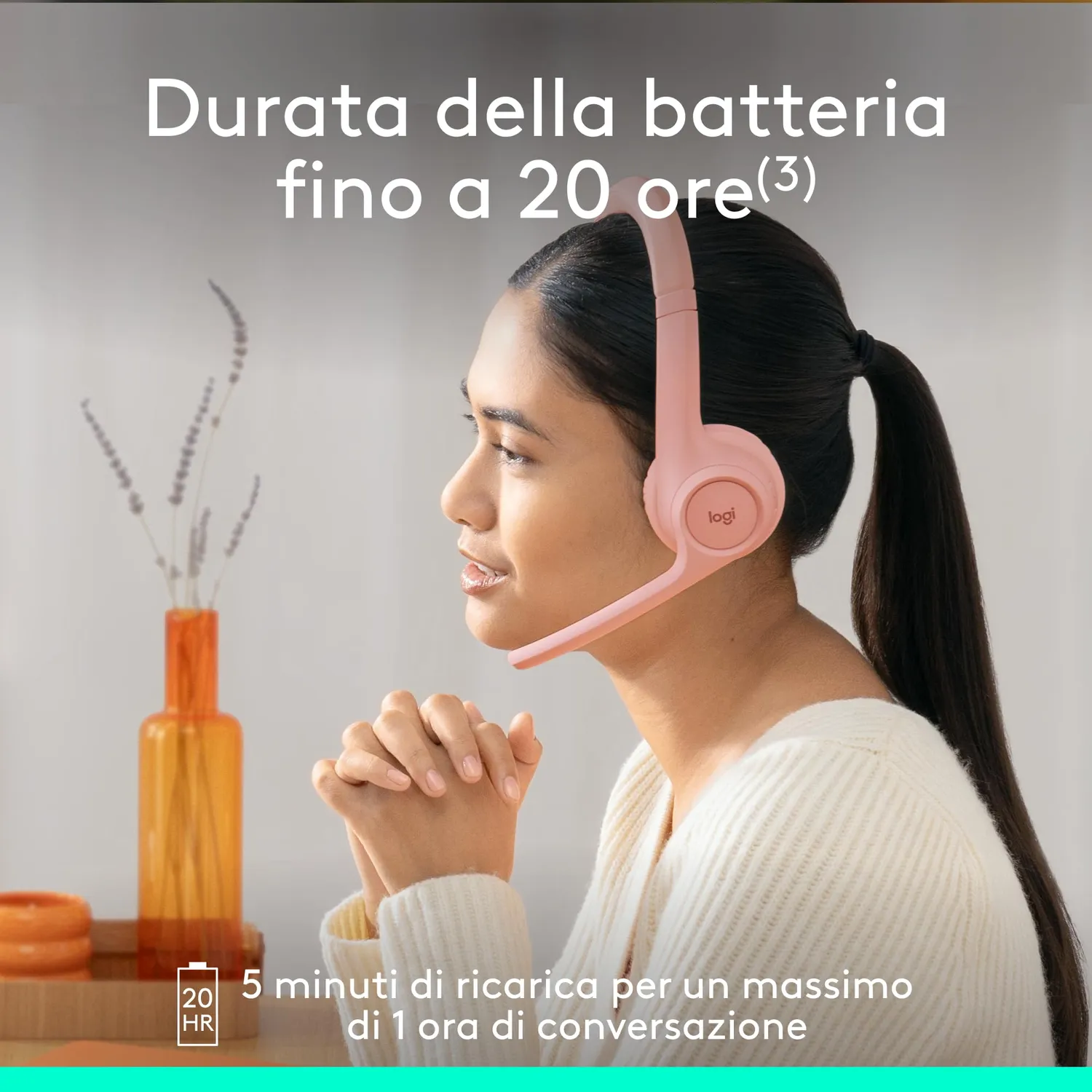 Logitech Zone 300 cuffia bluetooth rosa con microfono