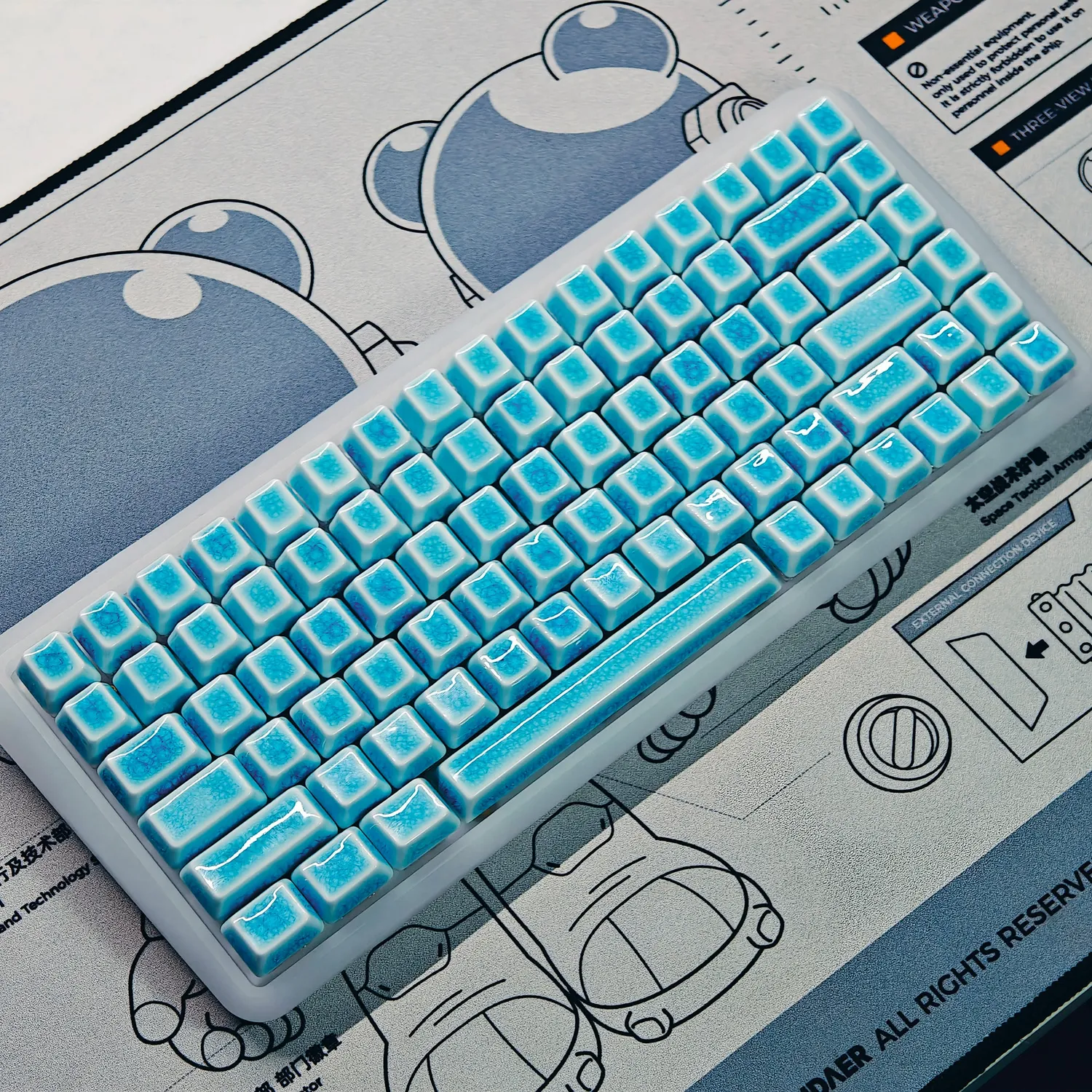 Cerakey V2 Blue Crazed set tasti ceramica con scritte