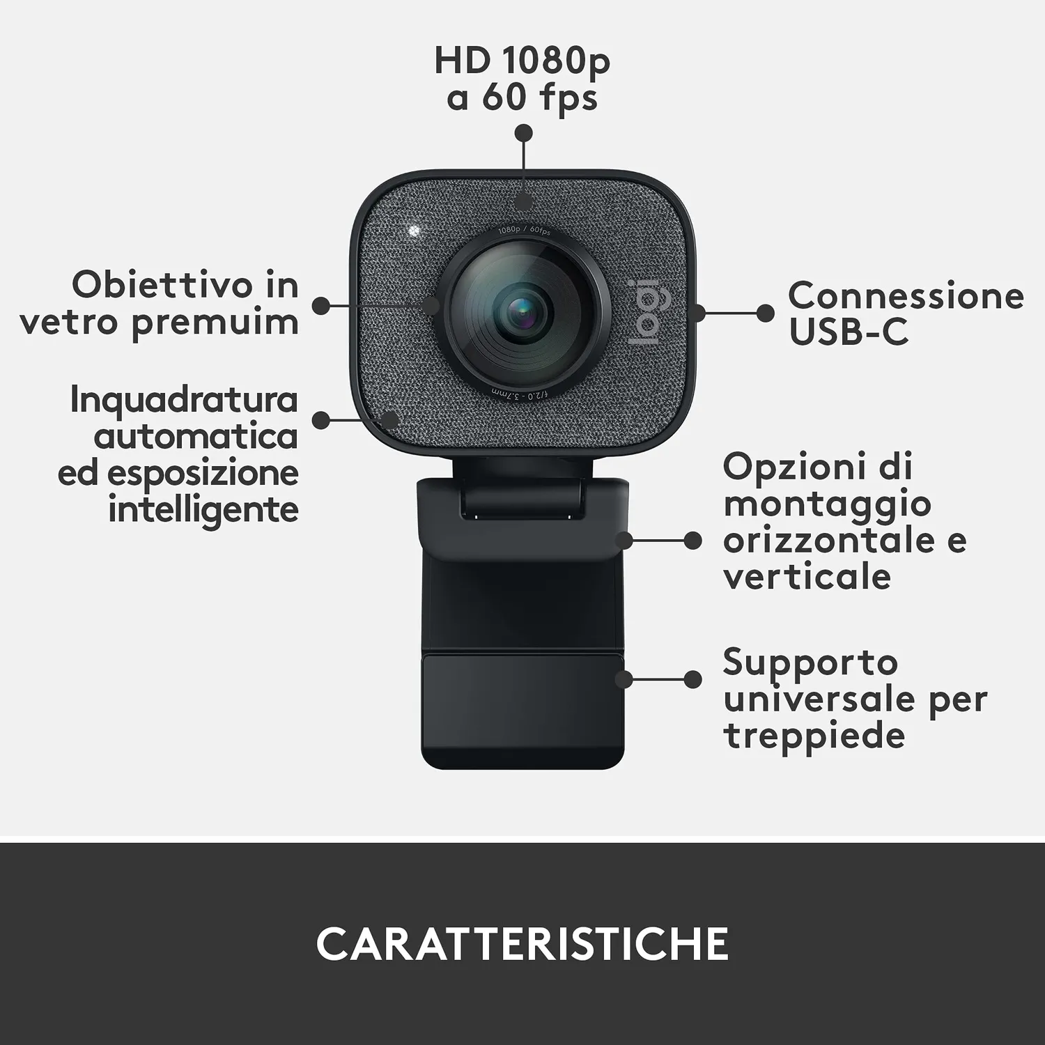 Logitech StreamCam webcam Full HD 60fps nera