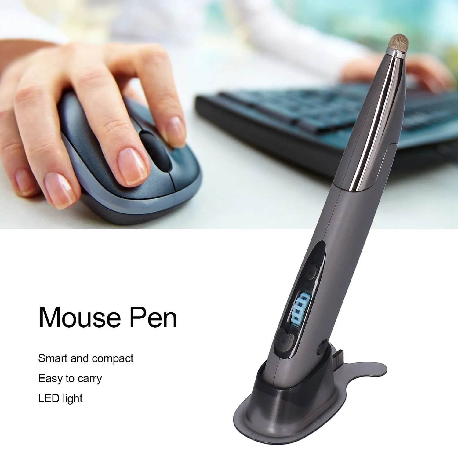Zunate mouse penna wireless grigio 3 DPI ricaricabile