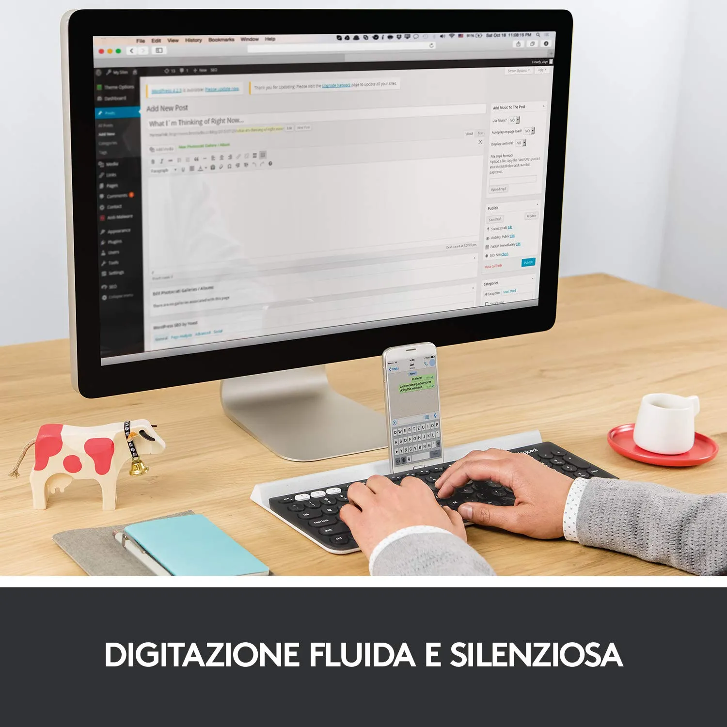 Logitech K780 tastiera wireless grigia bluetooth ITA QWERTY