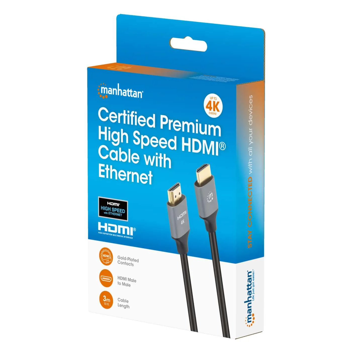 Manhattan cavo HDMI 4K 60Hz 3 m con Ethernet nero