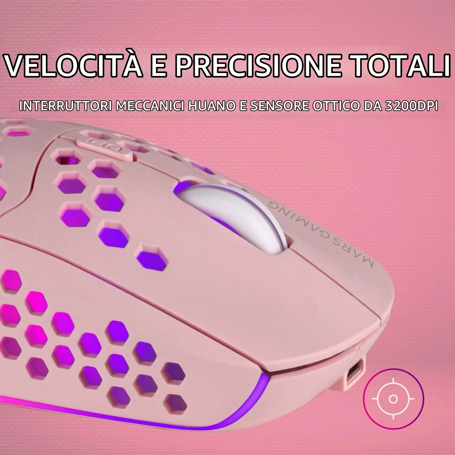 Mars Gaming MMW3P mouse wireless rosa 3200 DPI