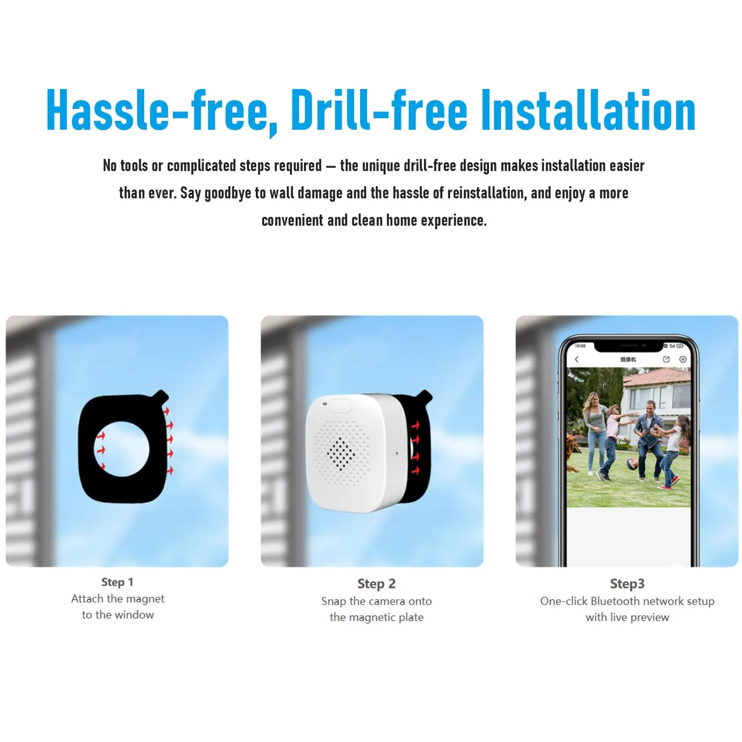 Zunate Telecamera Finestra 3K 5MP WiFi 6 Bluetooth 5.4