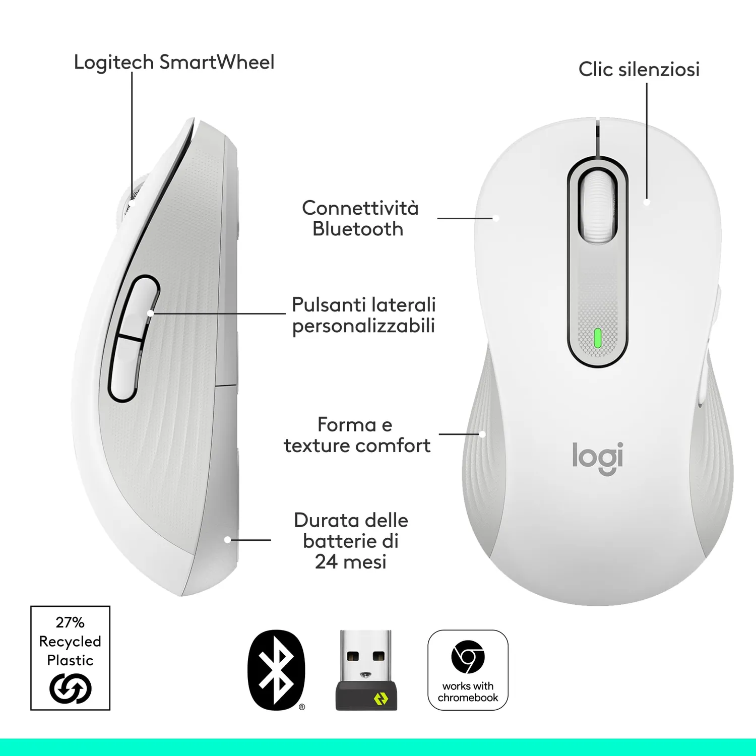 Logitech Signature M650 L mouse wireless mancini grandi