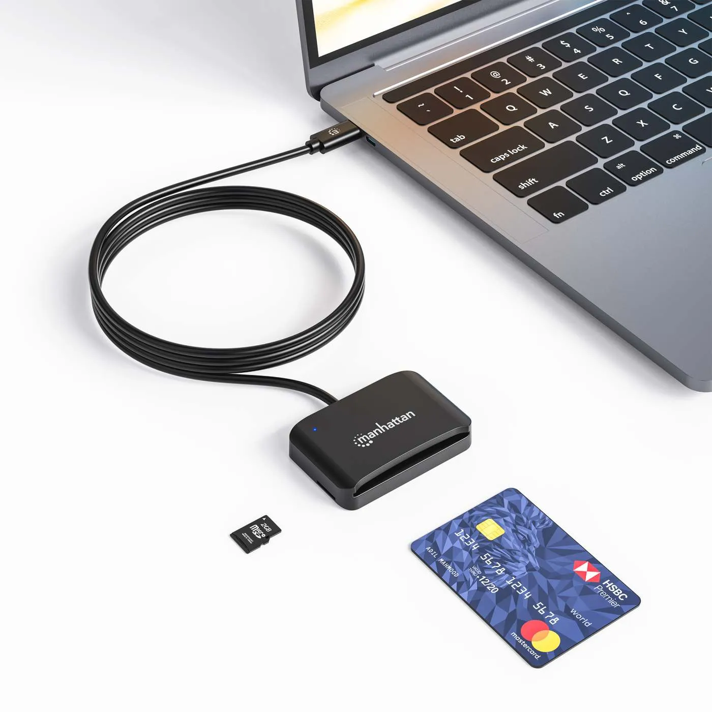 Manhattan Lettore Smart Card USB-C con Slot microSD Nero
