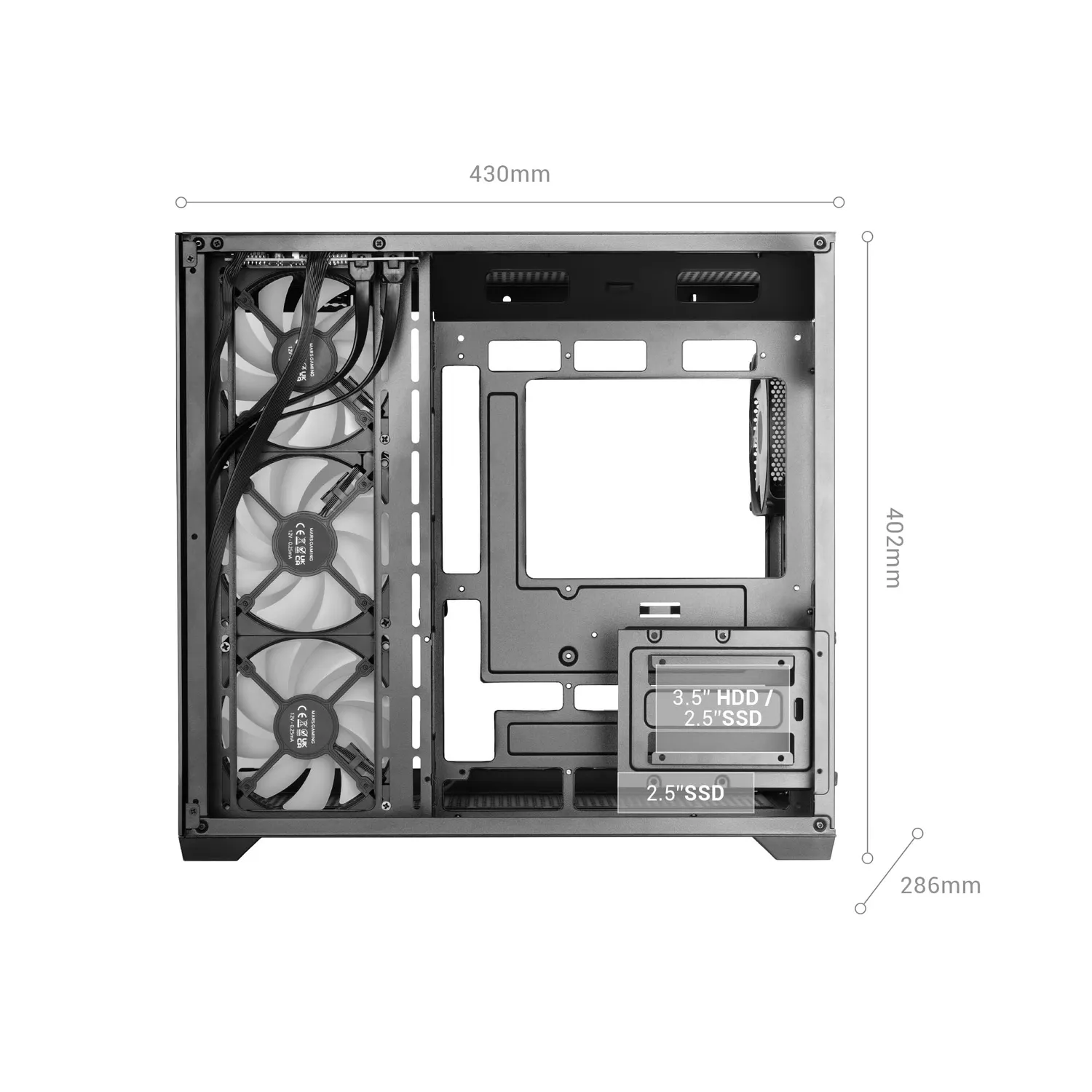Mars Gaming MCV5 case PC ATX bianco vetro panoramico