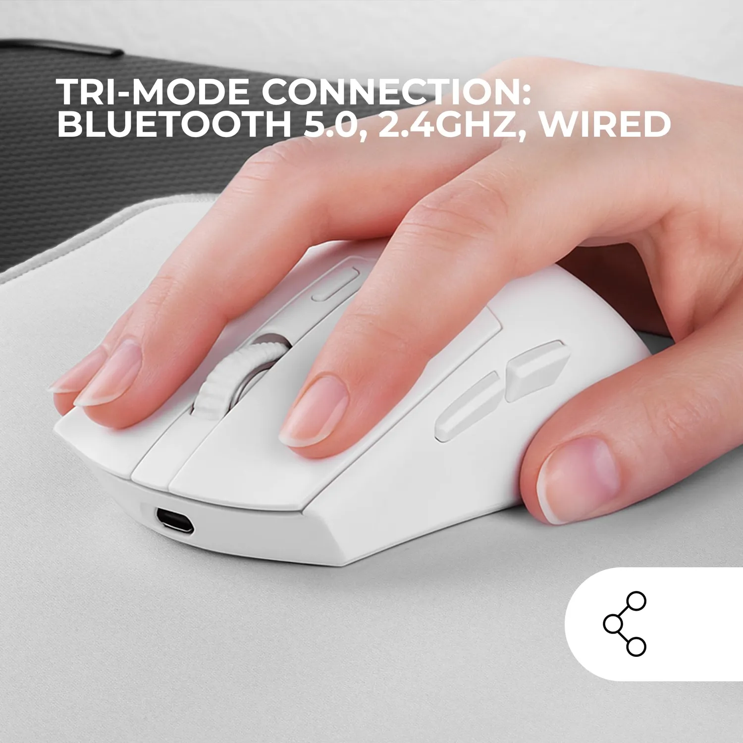 Mars Gaming MM-T3 MMT3W Mouse Wireless Bianco 14400 DPI