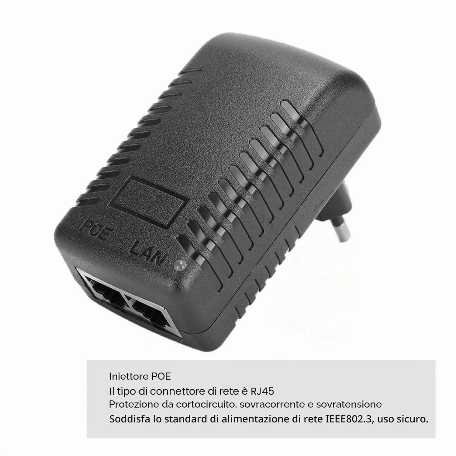 Zunate iniettore PoE 24V 1A alimentatore spina UE protezione