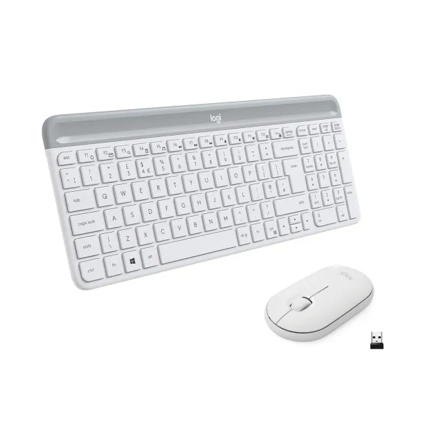 Logitech MK470 Slim kit tastiera e mouse wireless bianco silenzioso