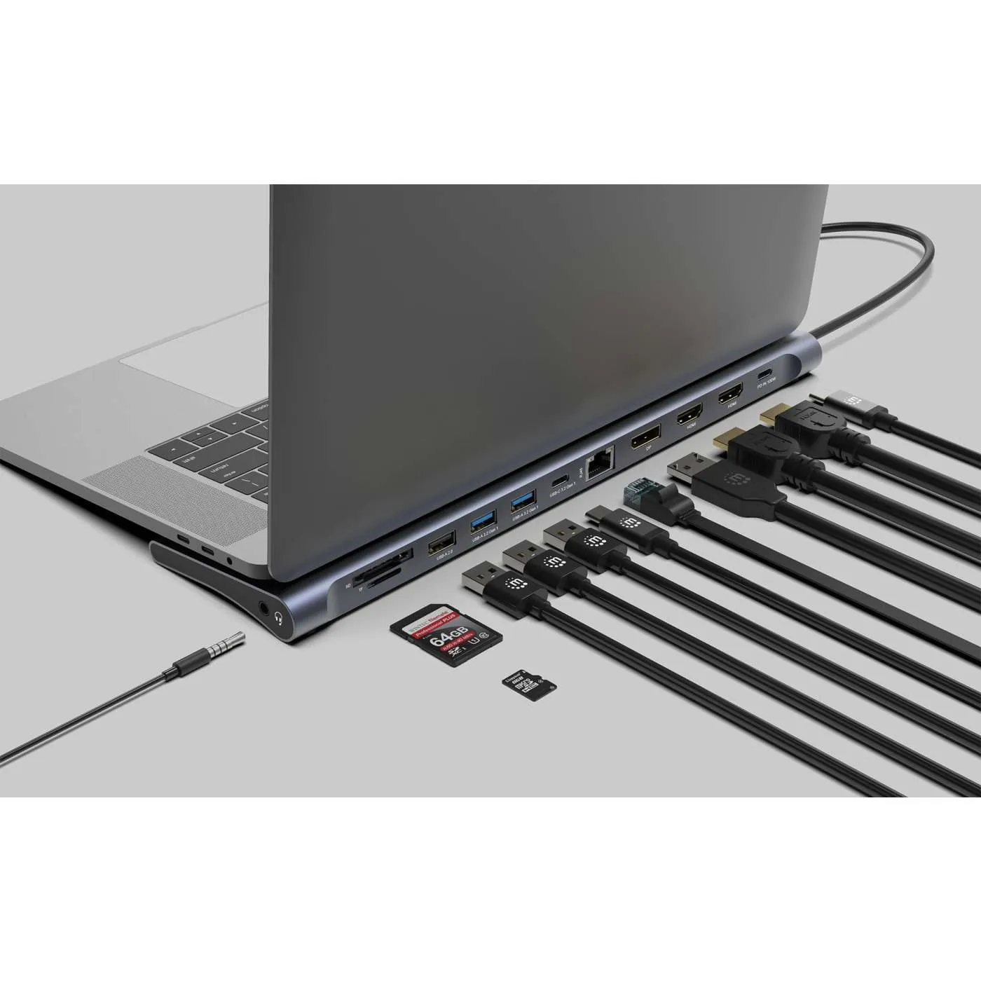 Manhattan 12-in-1 Triple Monitor 4K docking station USB-C 3x 4K