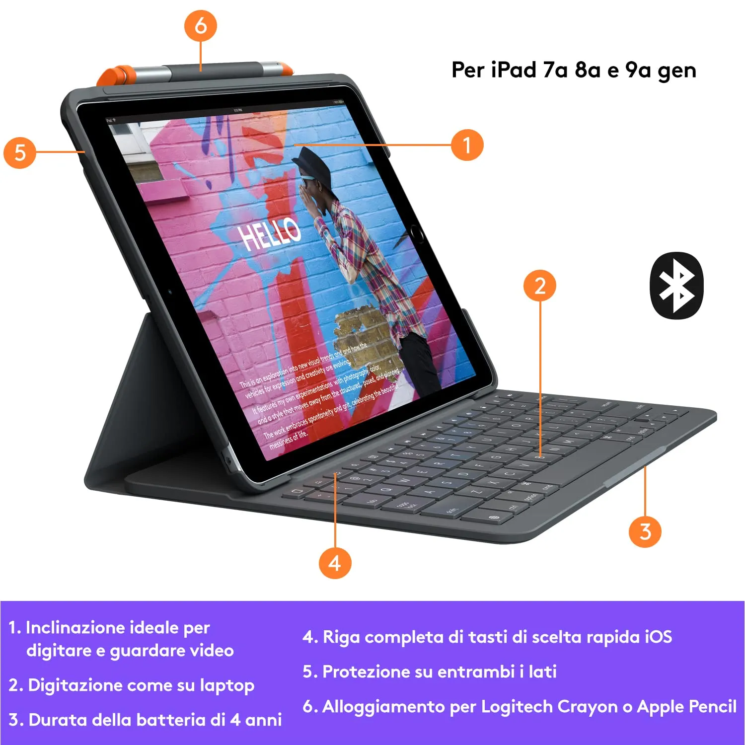 Logitech Slim Folio custodia tastiera iPad ITA QWERTY
