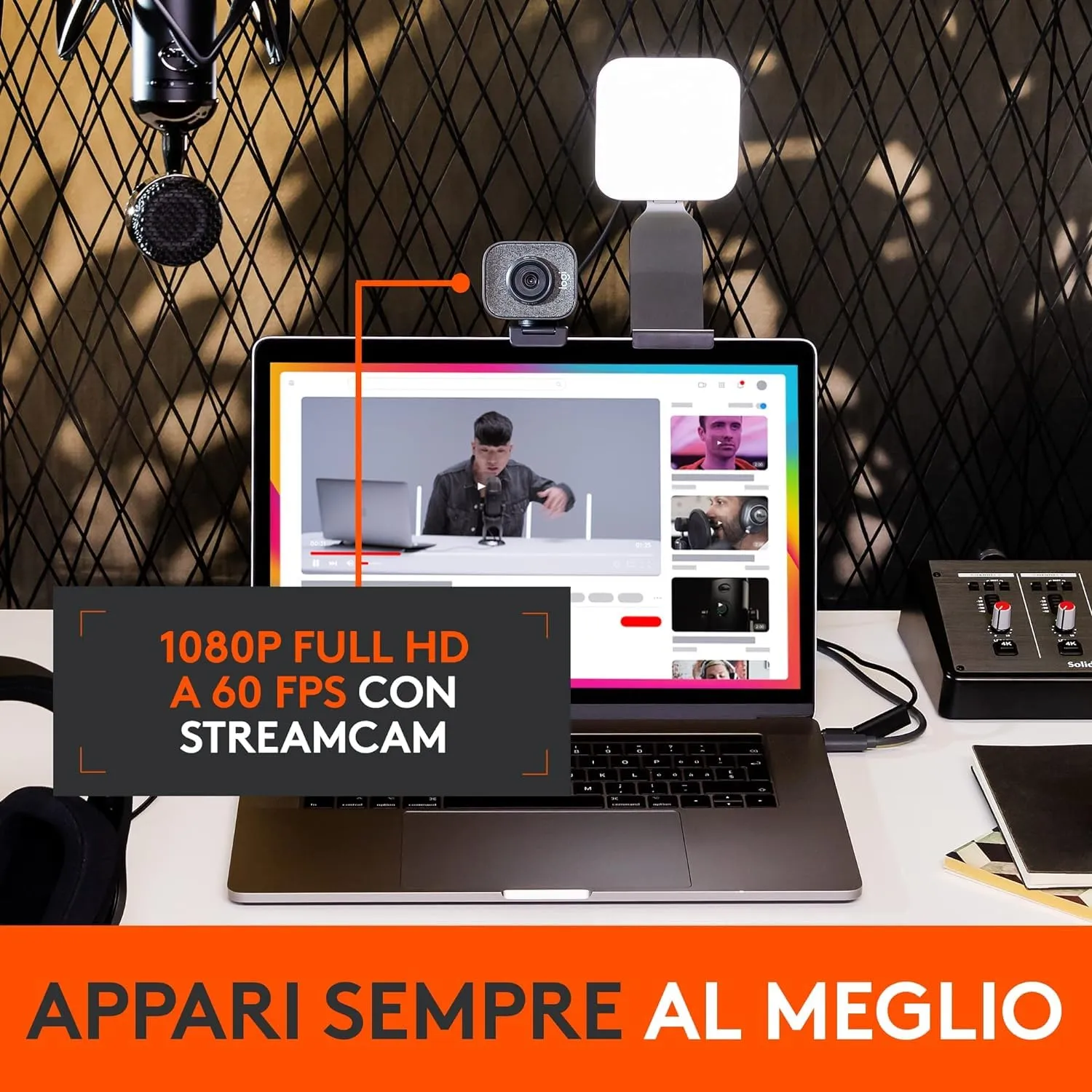 Logitech Litra Glow + StreamCam Webcam Luce Streaming Nero