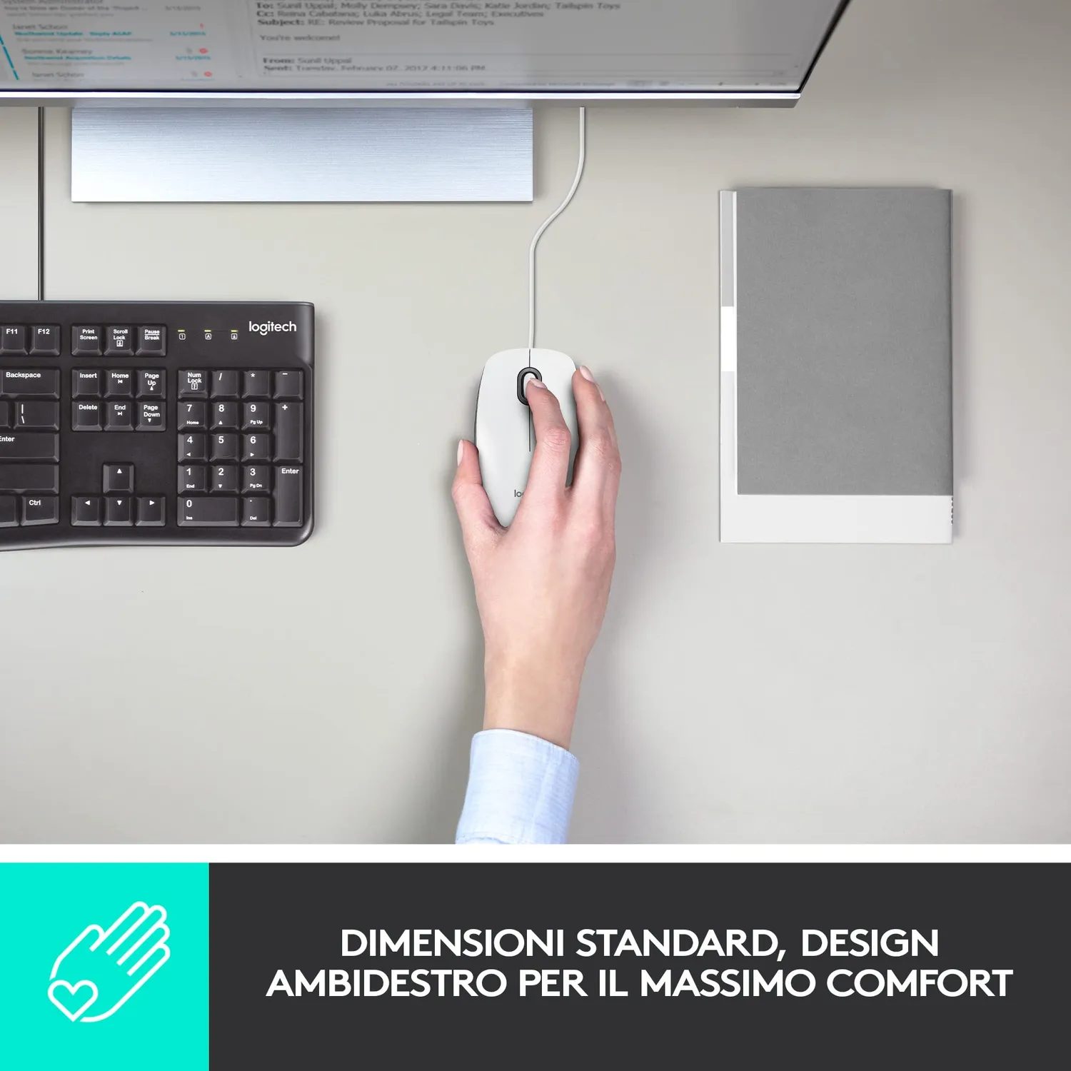Logitech M100 mouse USB con filo nero 1000 DPI