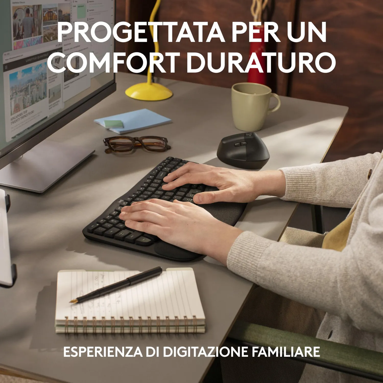 Logitech Wave Keys for Business tastiera ITA QWERTY ergonomica