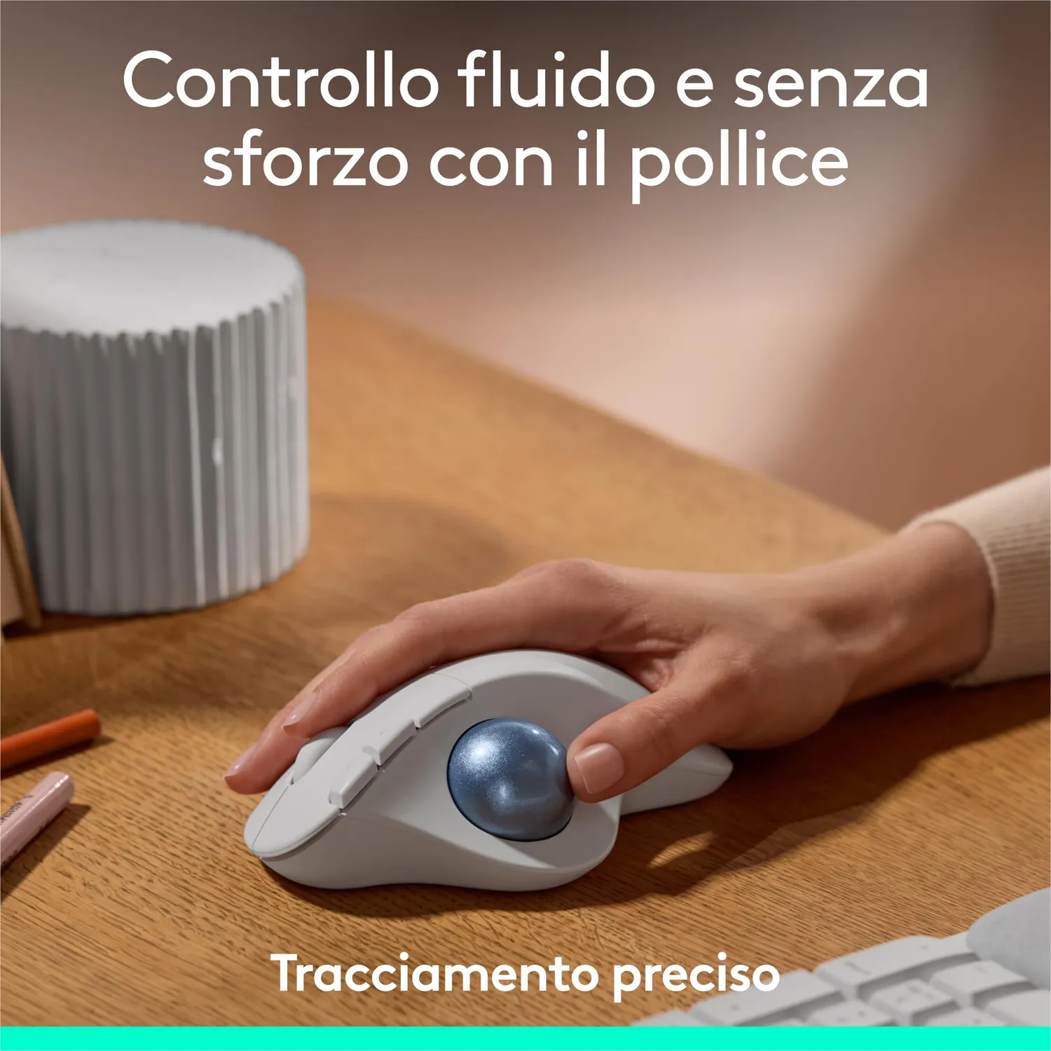 Logitech ERGO M575S trackball wireless bianco plastica