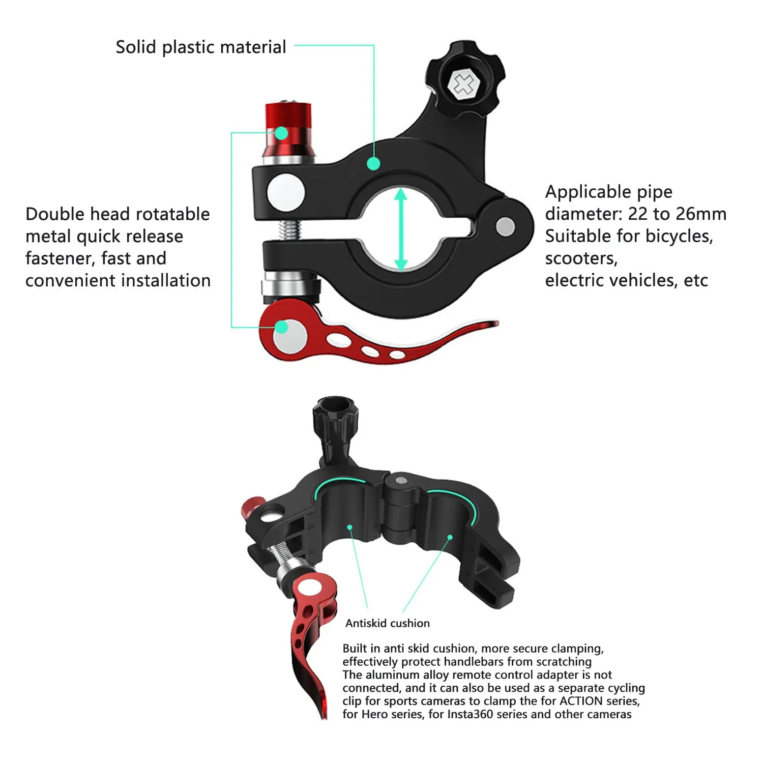 Zunate supporto bici controller RC morsetto manubrio 22-26 mm