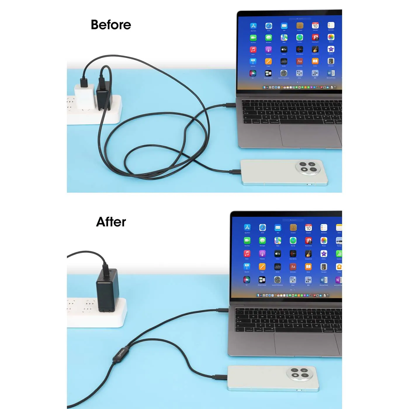 Manhattan Dual cavo ricarica USB-C 100W 2 m doppio