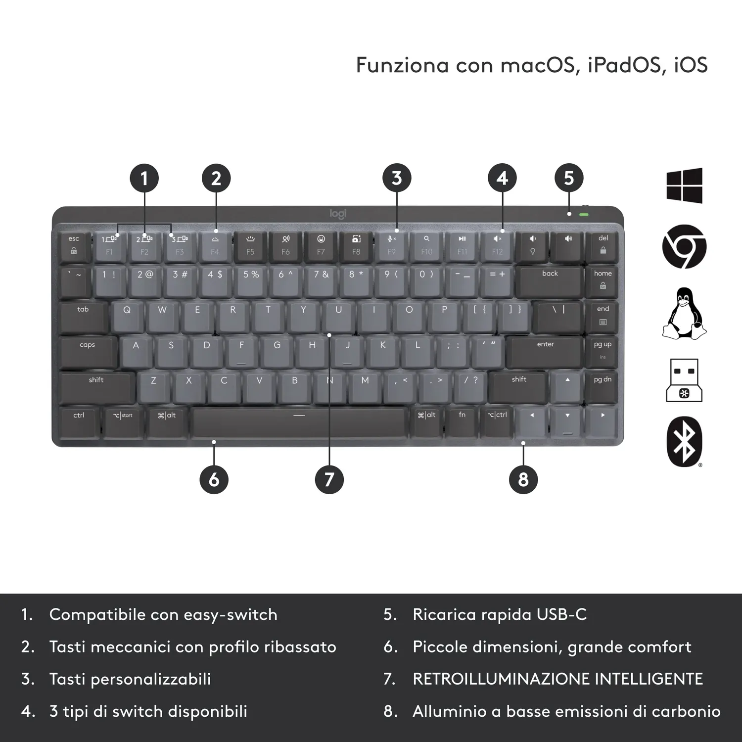 Logitech MX Mechanical Mini + MX Master 3S kit grigio Tactile Quiet