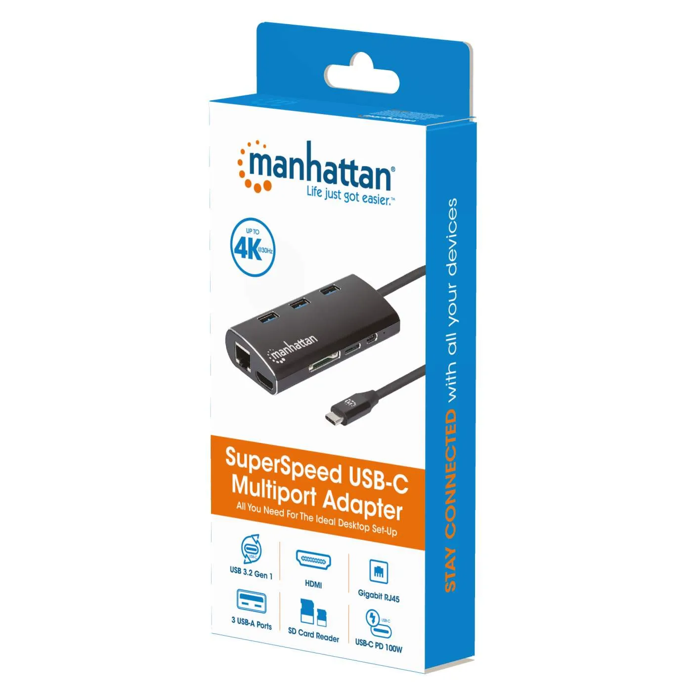 Manhattan SuperSpeed USB-C adattatore multiporta 4K Ethernet