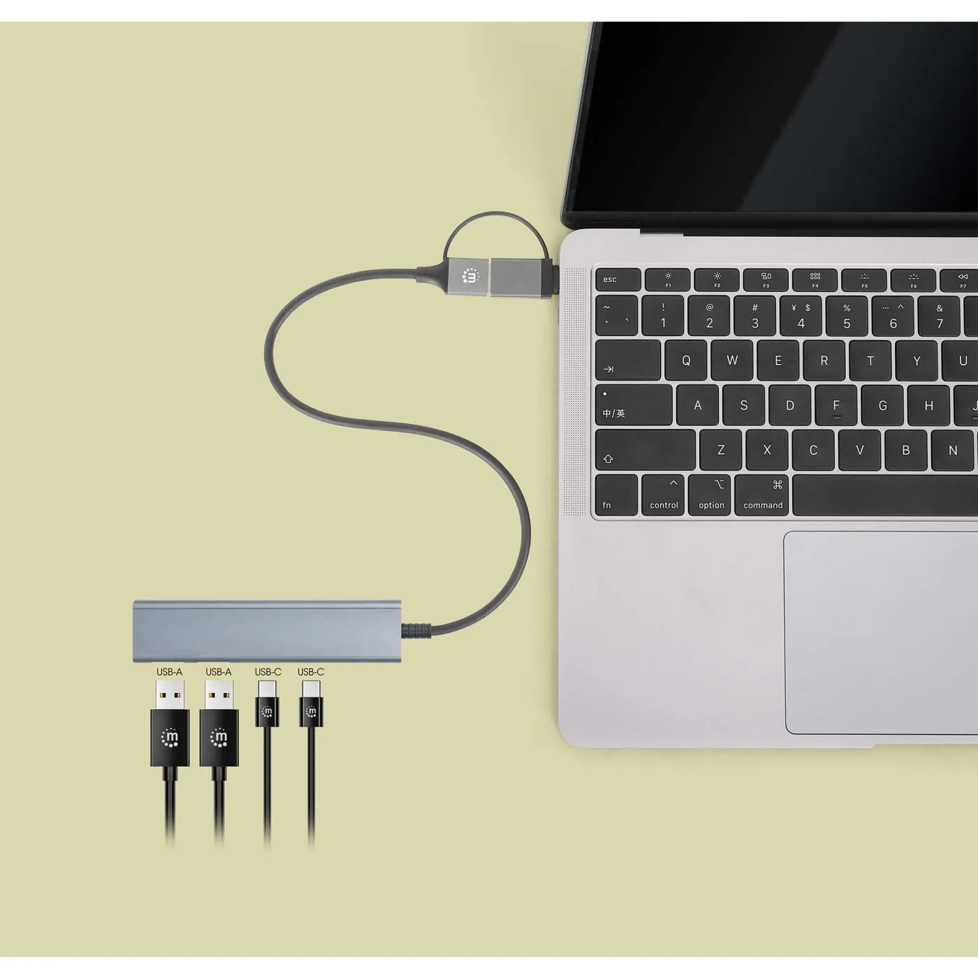 Manhattan 4-Port USB 3.0 Combo Hub 2x2 hub usb 5 Gbps