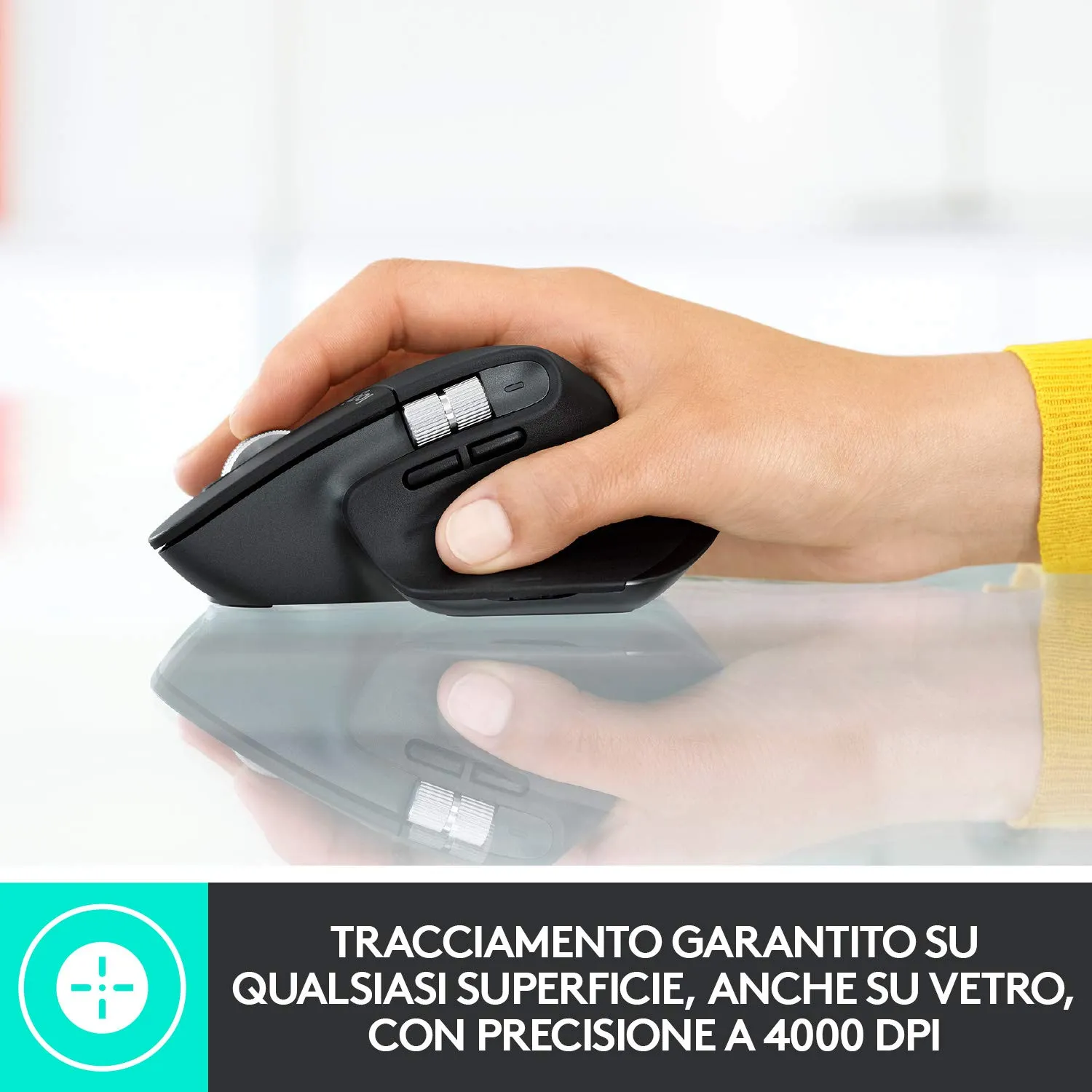 Logitech MX Master 3 mouse wireless nero ricarica USB-C