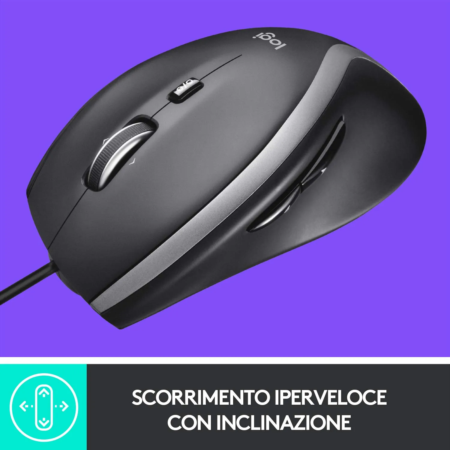 Logitech M500s mouse cablato iperveloce 1000 dpi nero
