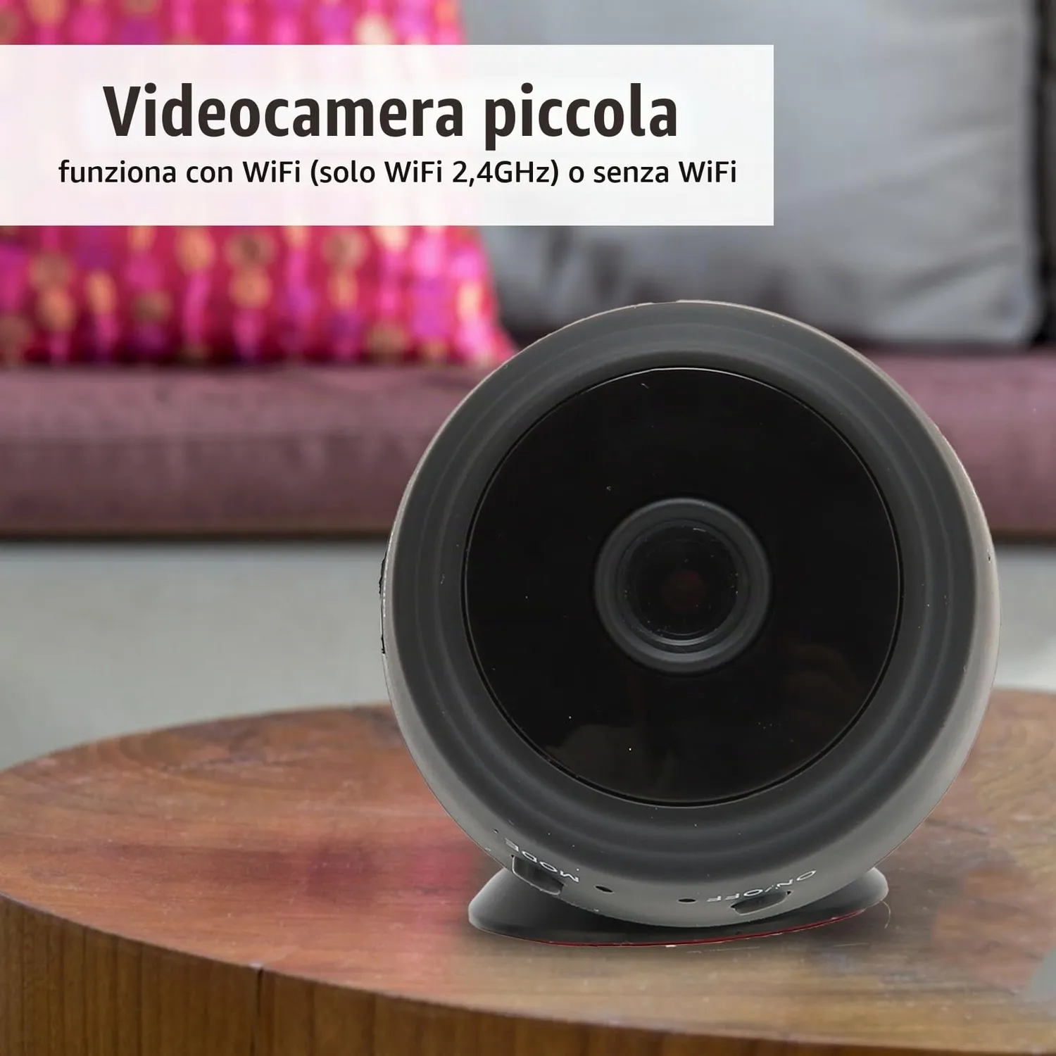 Zunate Mini Telecamera WiFi 1080P Visione Notturna 360°
