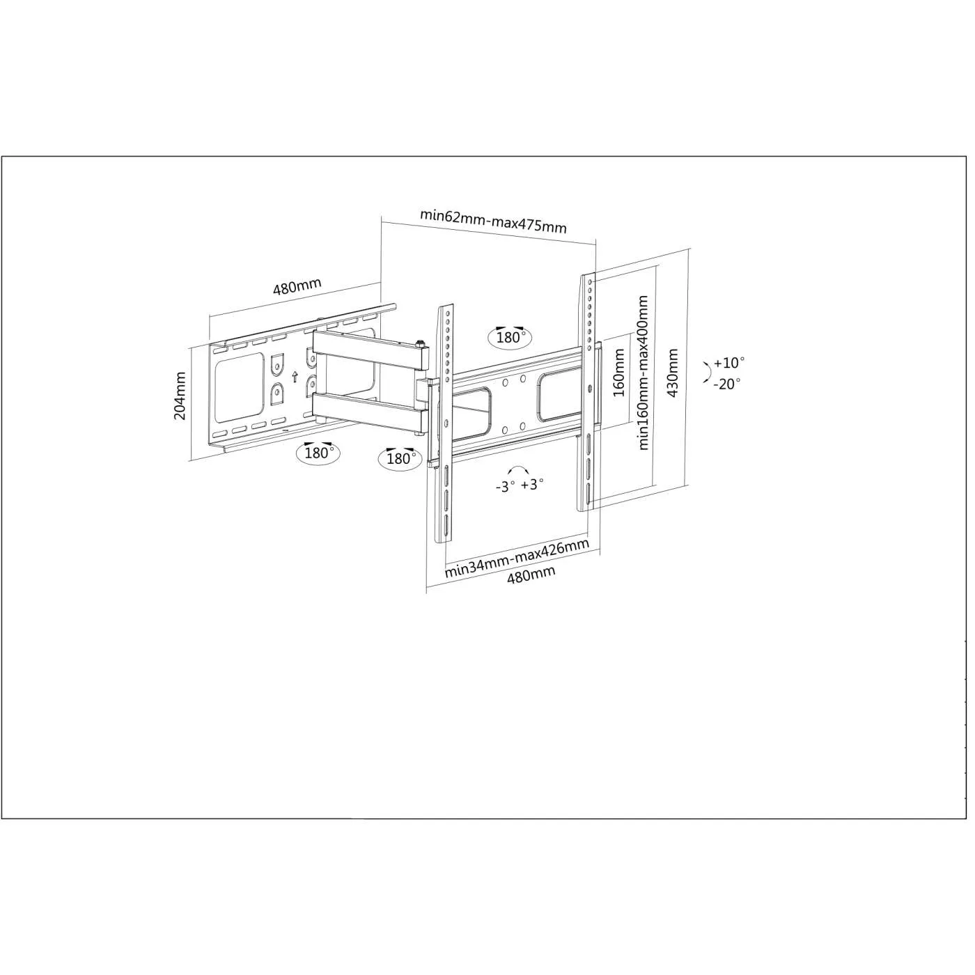 Manhattan supporto TV parete 32"-55" full-motion 50 kg