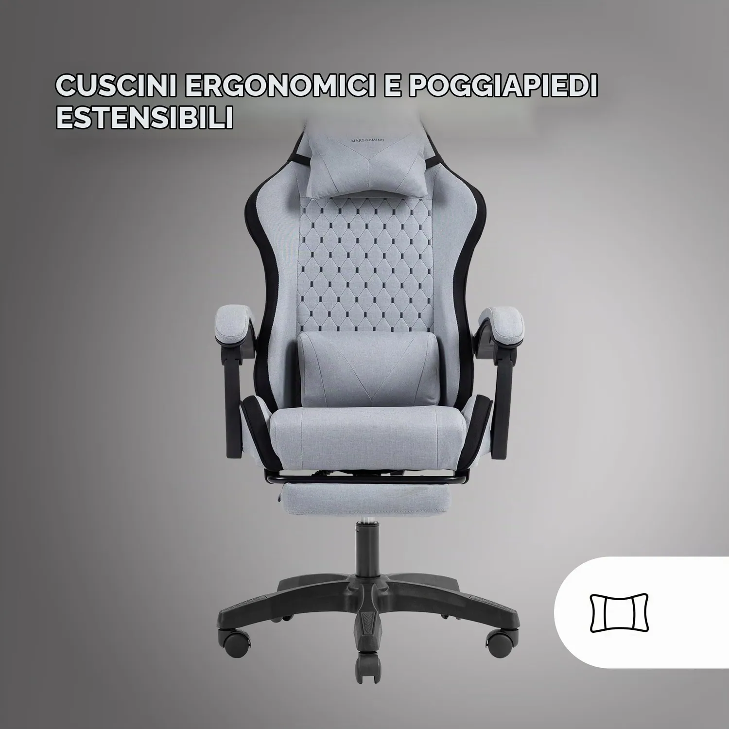 Mars Gaming MGC-X sedia gaming tessuto nero reclinabile