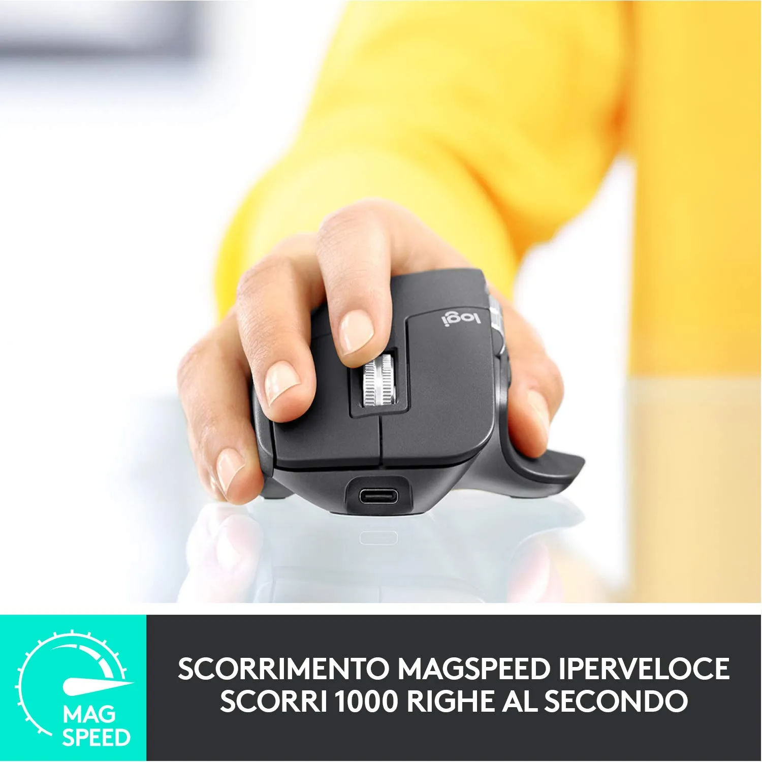 Logitech MX Master 3 mouse wireless nero ricarica USB-C