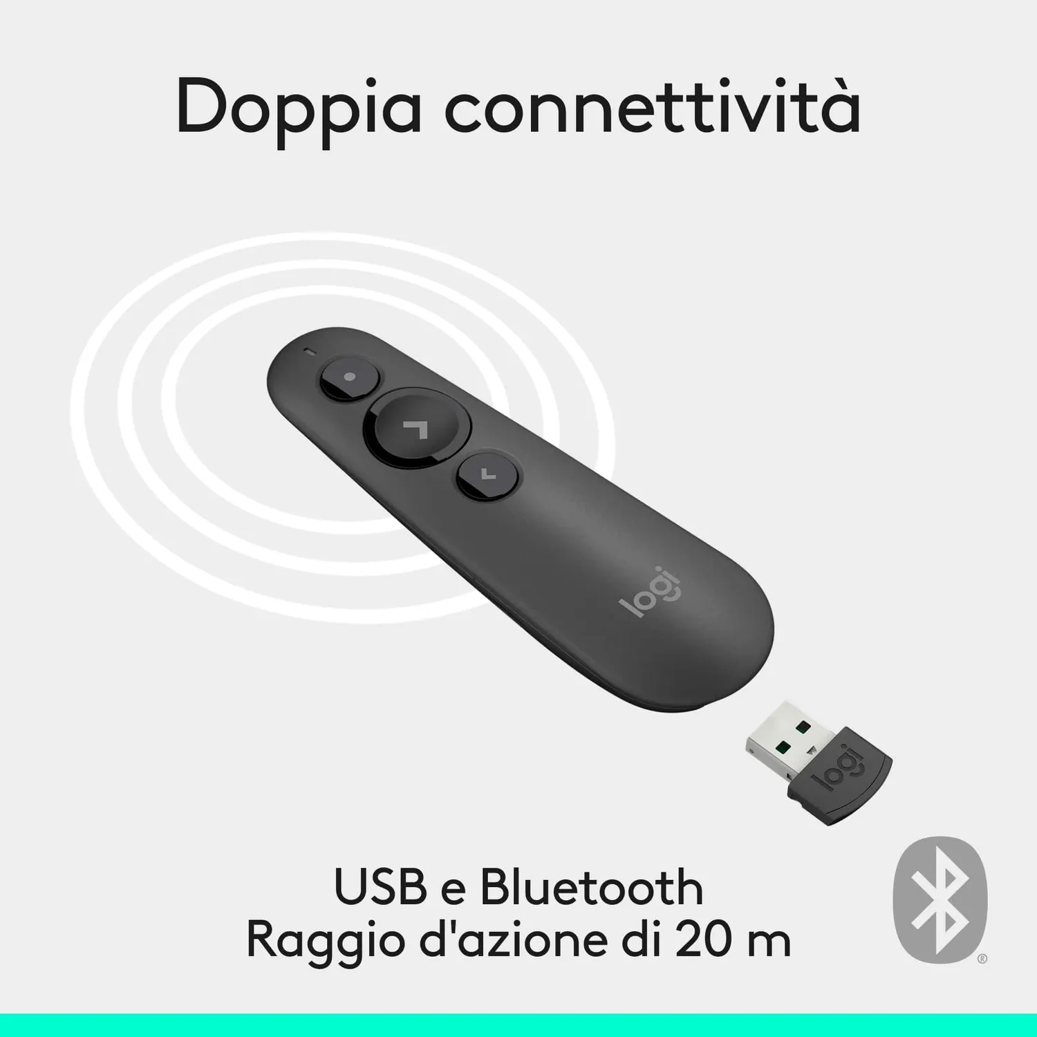 Logitech R500s telecomando presentazioni laser grigio scuro