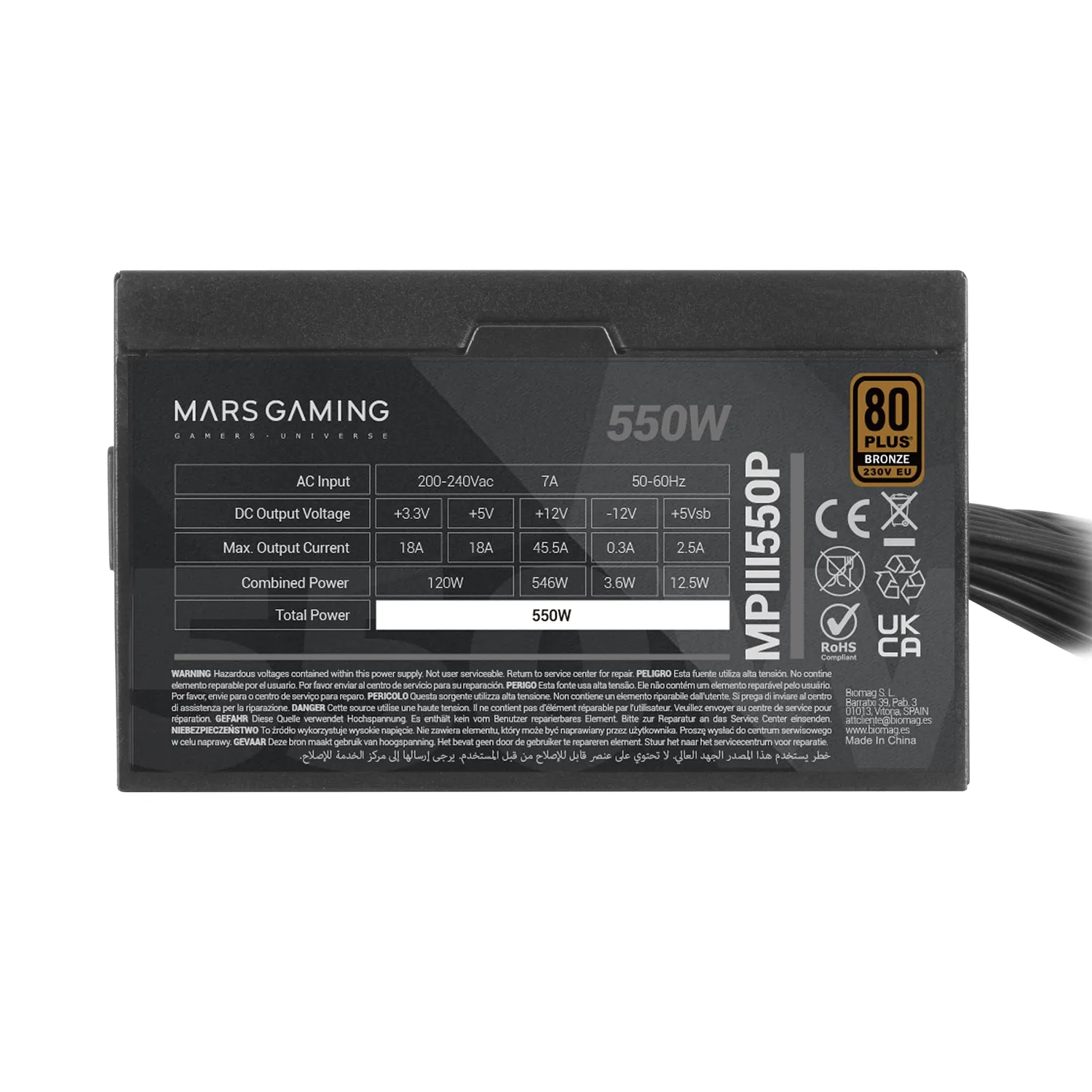 Mars Gaming MPIII550P alimentatore ATX 550W Bronze nero