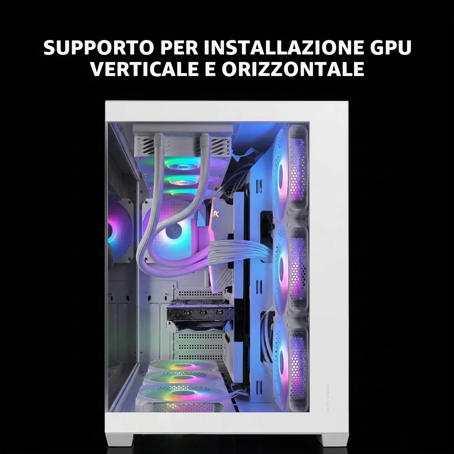 Mars Gaming MCV5 case PC ATX bianco vetro panoramico