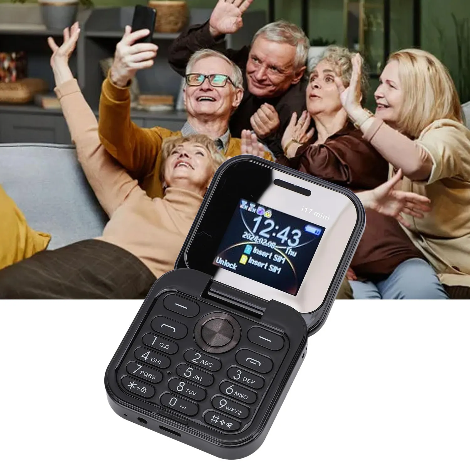 Zunate telefono pieghevole 2G anziani tasti grandi nero