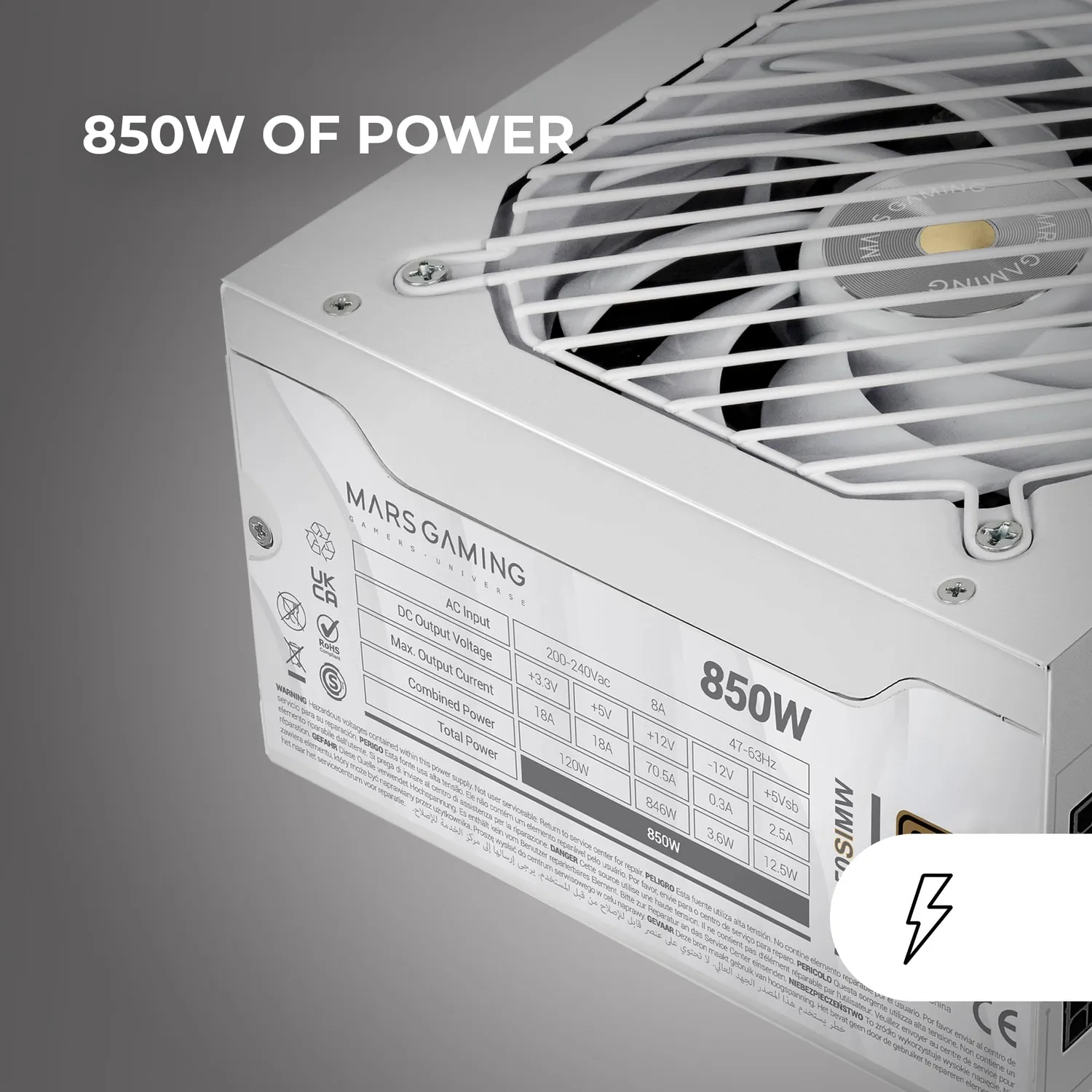 Mars Gaming MPB850SIMW alimentatore 850W bianco modulare