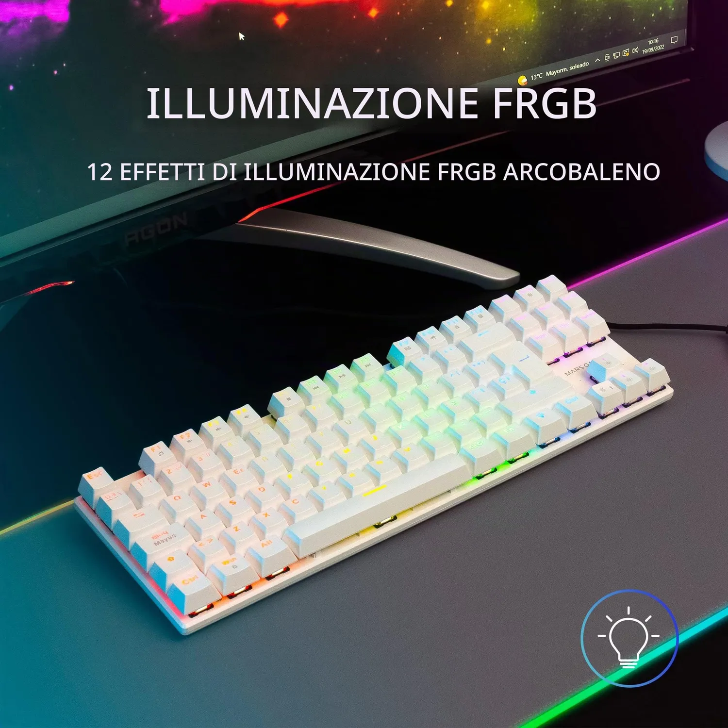Mars Gaming MK80 tastiera gaming TKL bianca switch brown