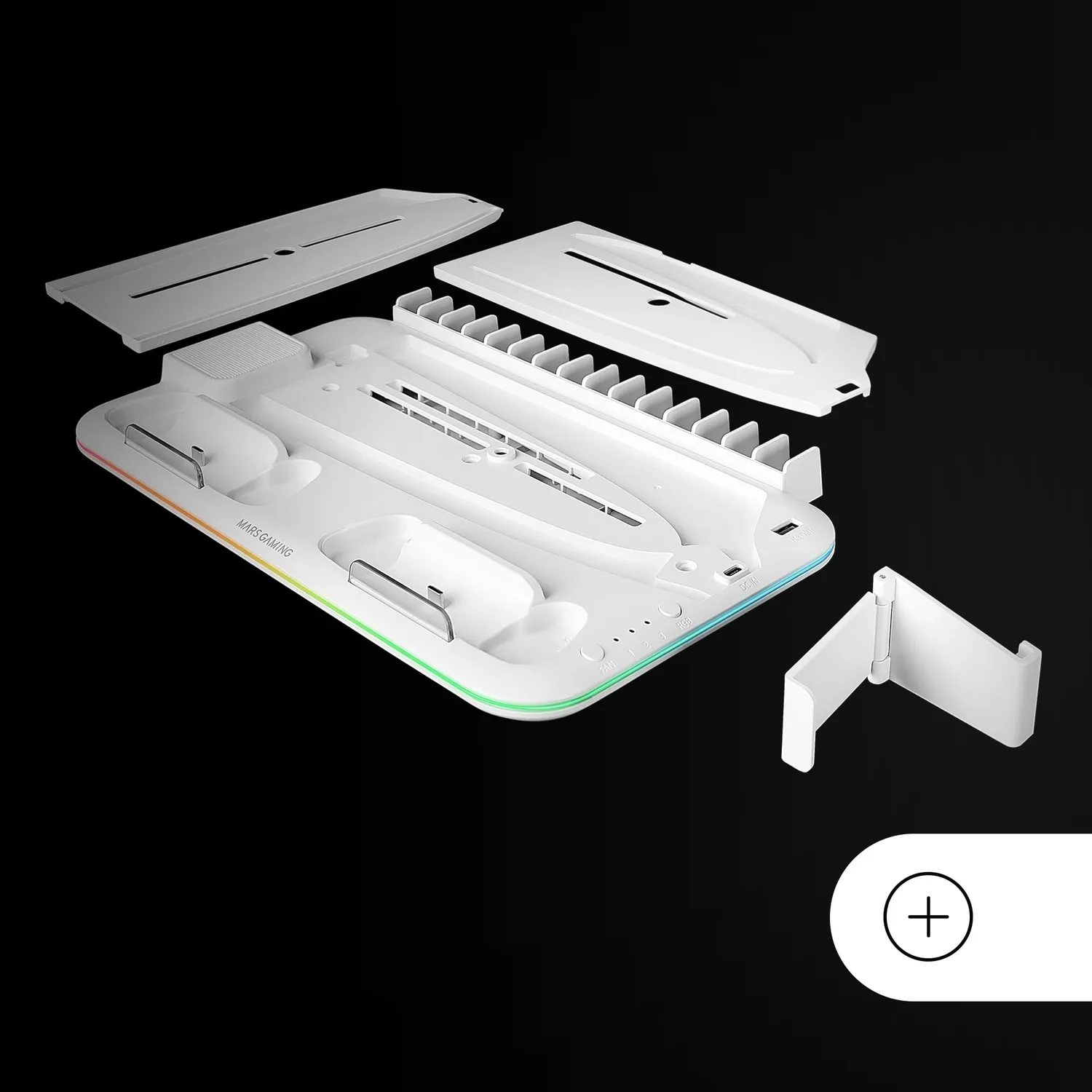 Mars Gaming MPS5-B2 supporto PS5 bianco con ventola RGB