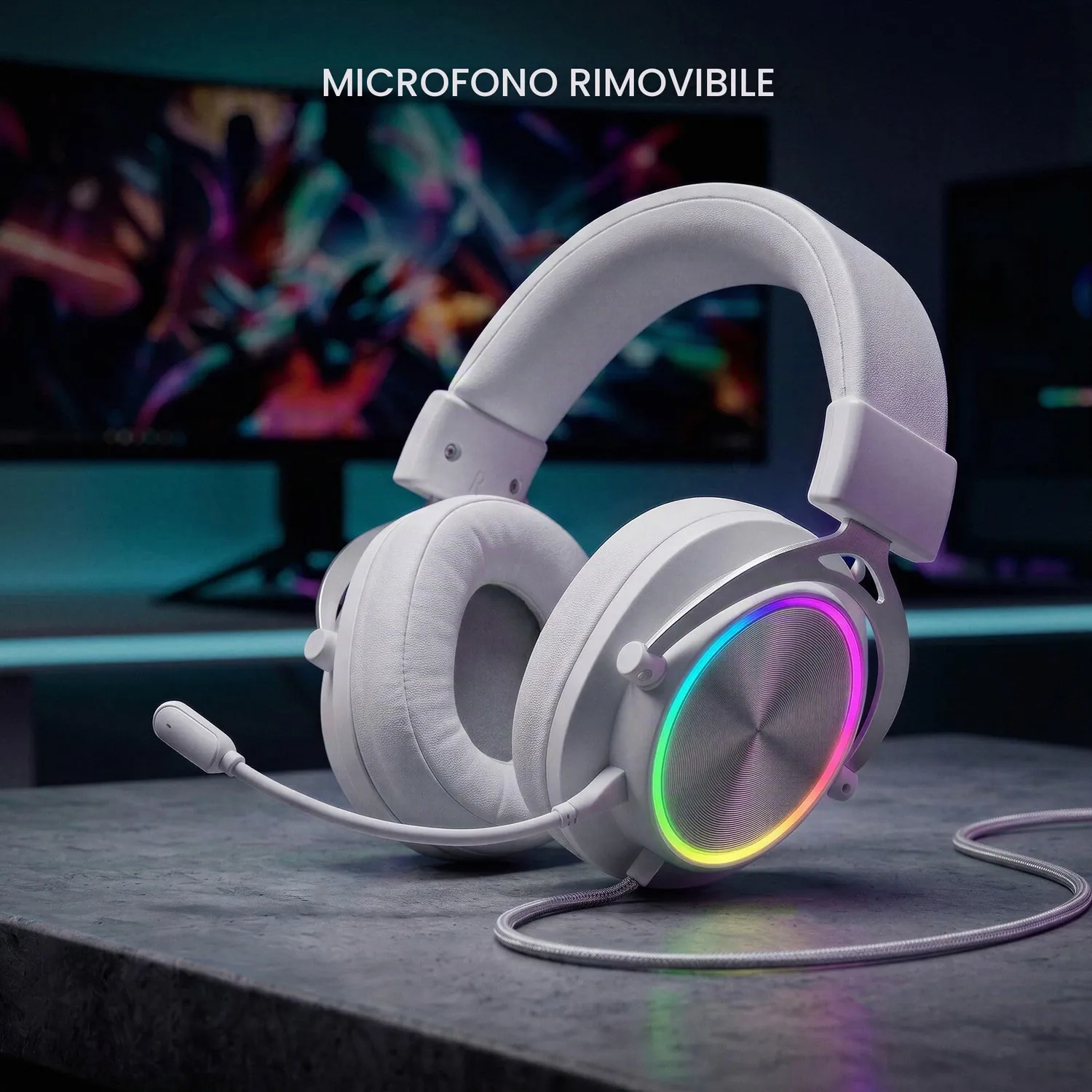 Mars Gaming MH-Forge cuffie gaming bianco driver 50mm